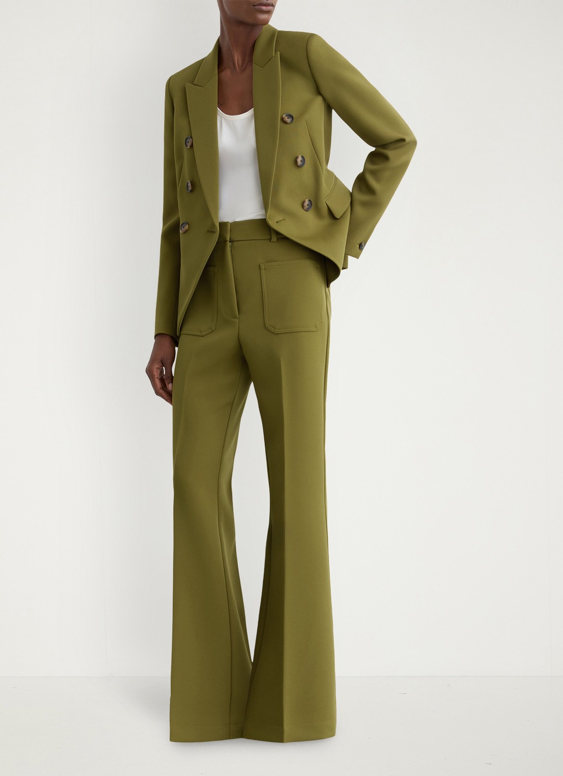 Reiss Priya double-breasted blazer met klepzakken - voorkant 7 groen