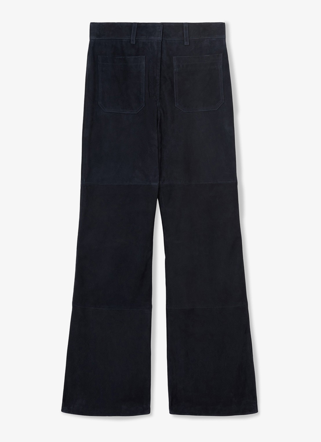 Reiss Priya high waist flared broek van van suède - voorkant 2 donkerblauw