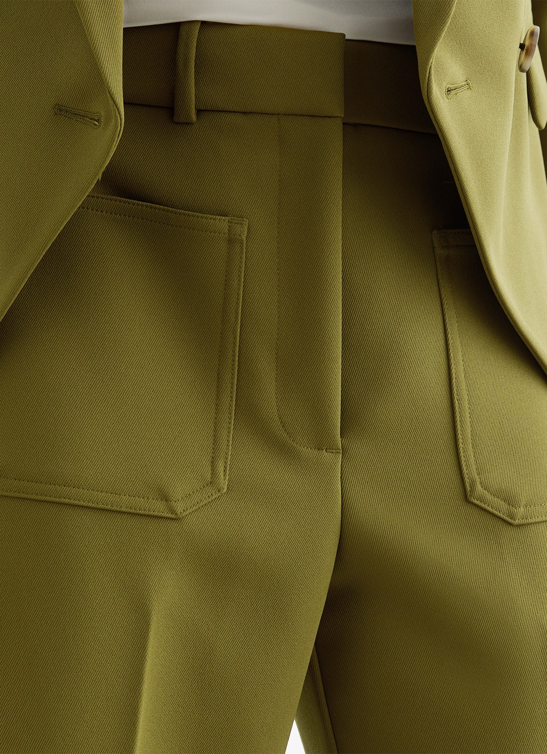 Reiss Priya high waist flared pantalon met steekzakken - detail 3 groen