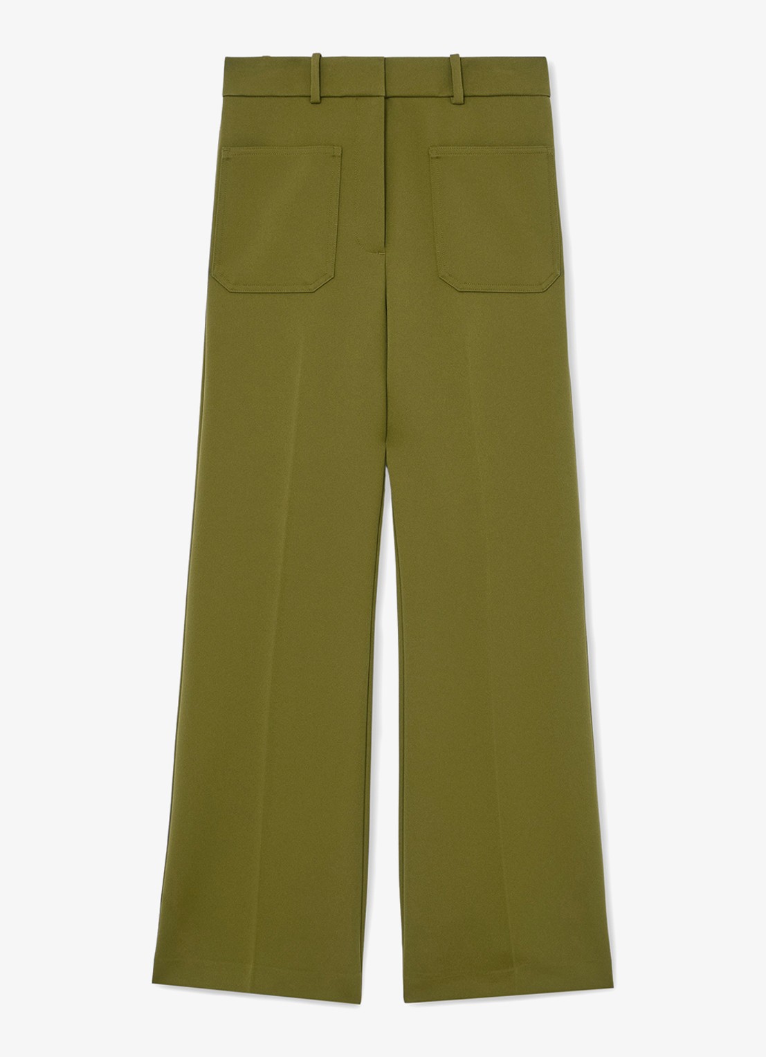 Reiss Priya high waist flared pantalon met steekzakken - voorkant 5 groen