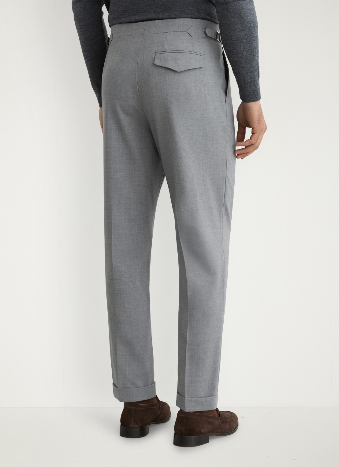 Reiss Promise Adjuster pantalon in wolblend met steekzakken - achterkant 7 lichtgrijs