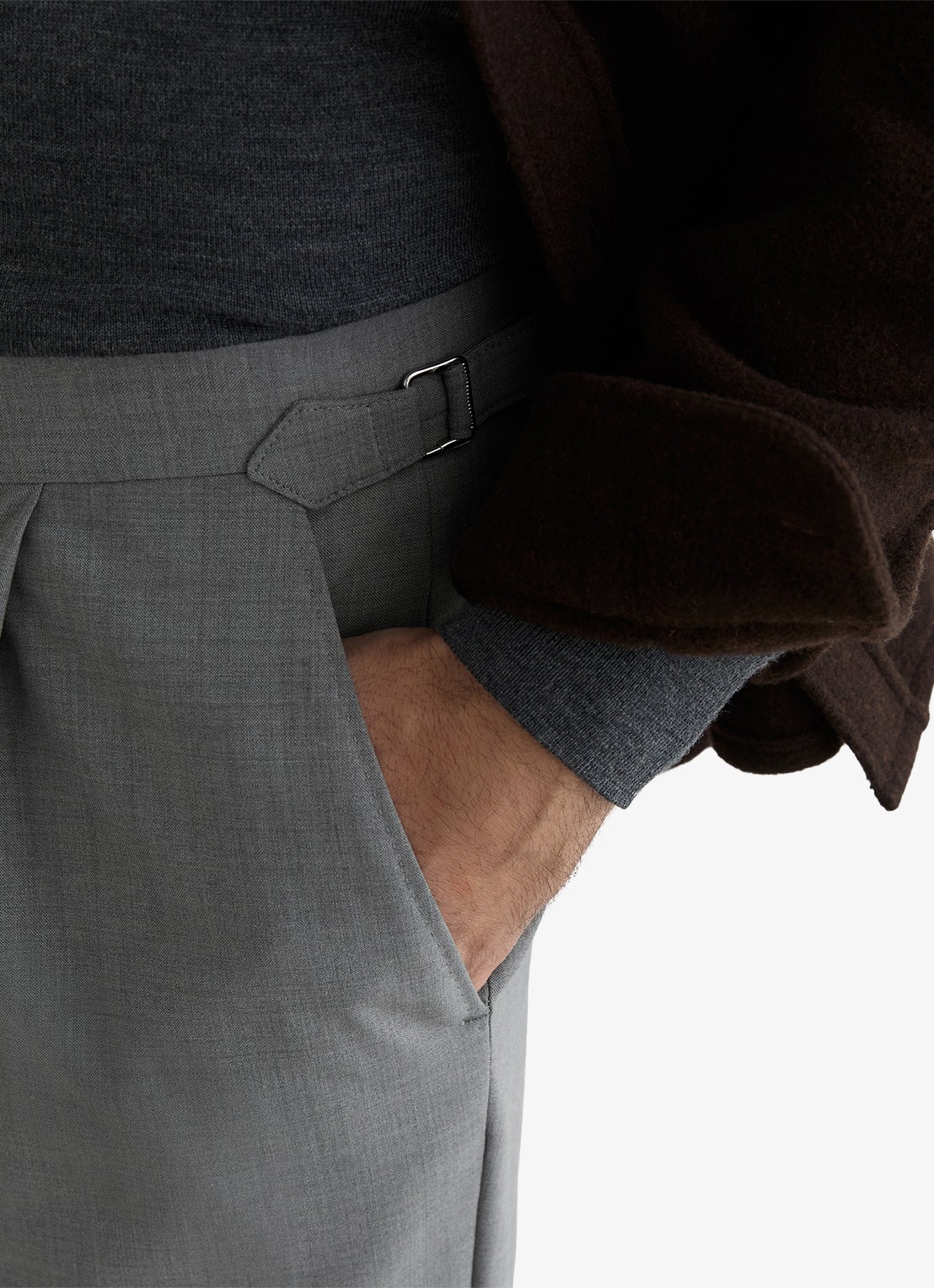 Reiss Promise Adjuster pantalon in wolblend met steekzakken - detail 4 lichtgrijs