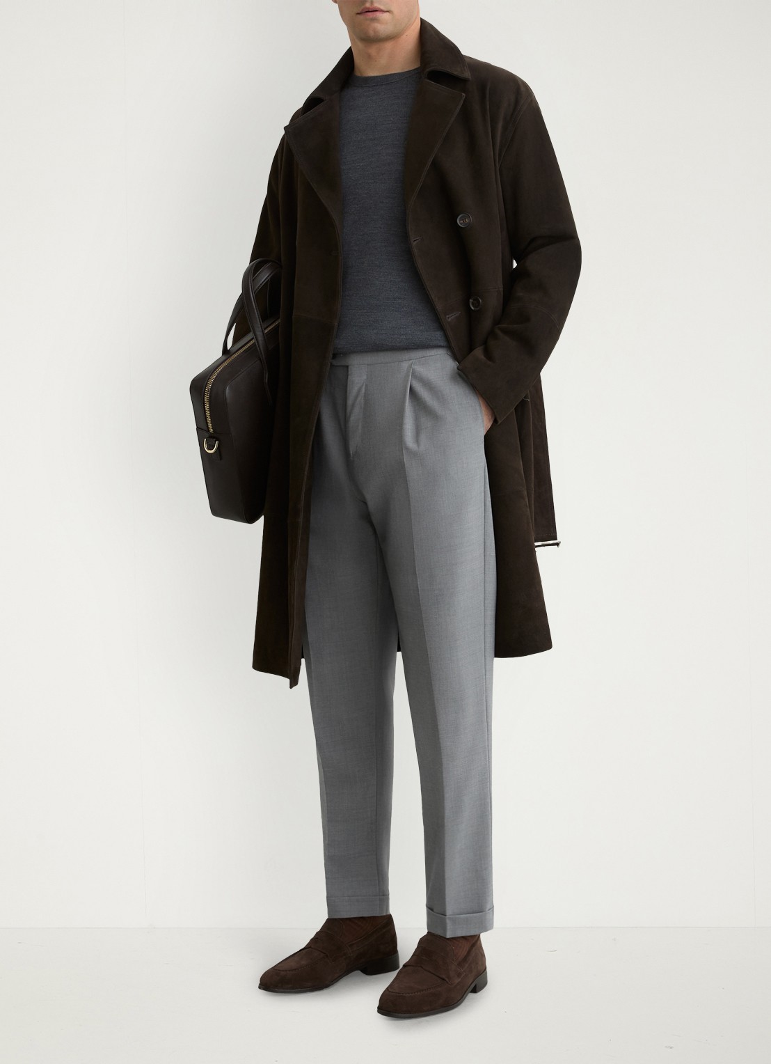 Reiss Promise Adjuster pantalon in wolblend met steekzakken - voorkant 2 lichtgrijs