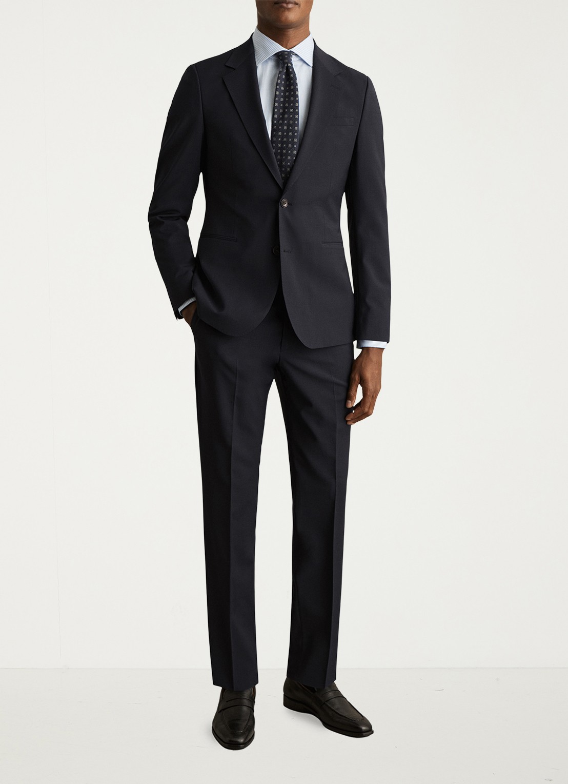 Reiss Promise slim fit colbert in wolblend - voorkant 4 donkerblauw