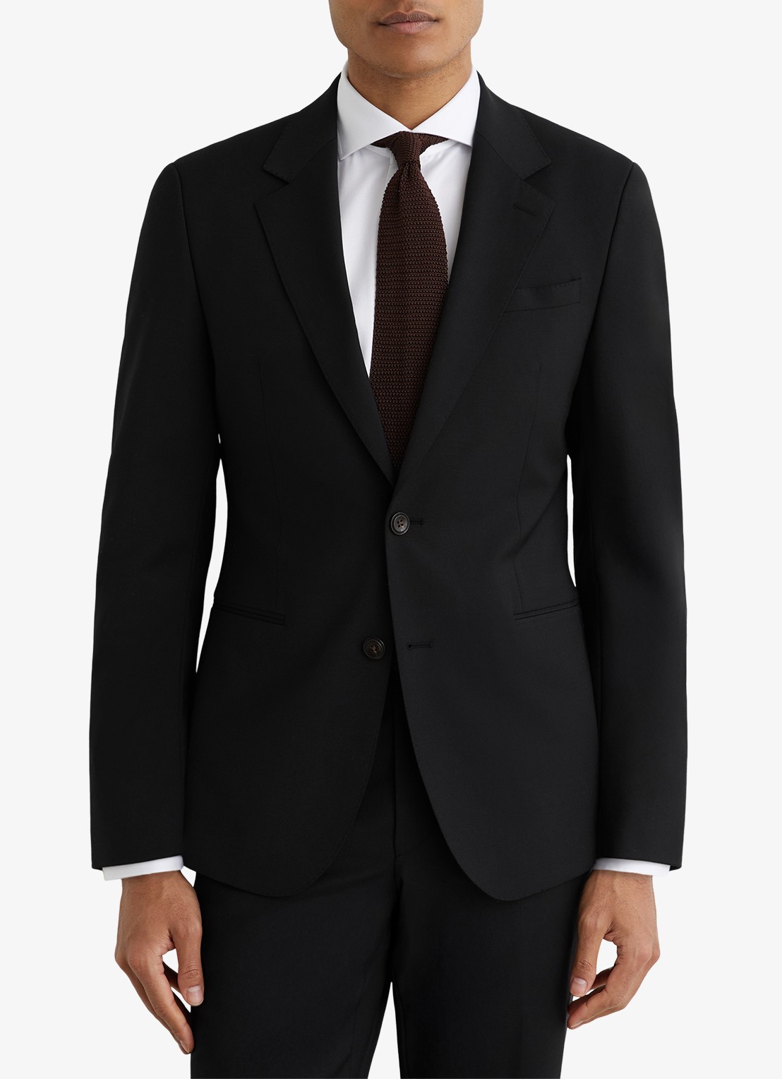 Reiss Promise slim fit colbert in wolblend - detail 4 zwart