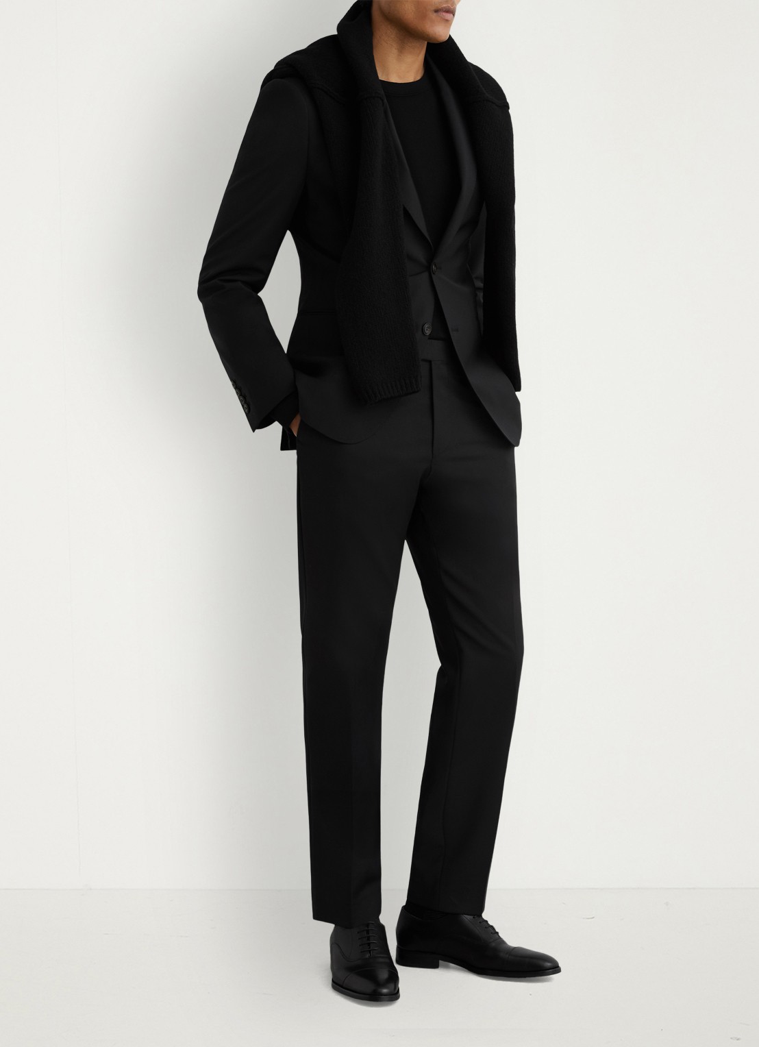 Reiss Promise slim fit pantalon in wolblend - voorkant 6 zwart