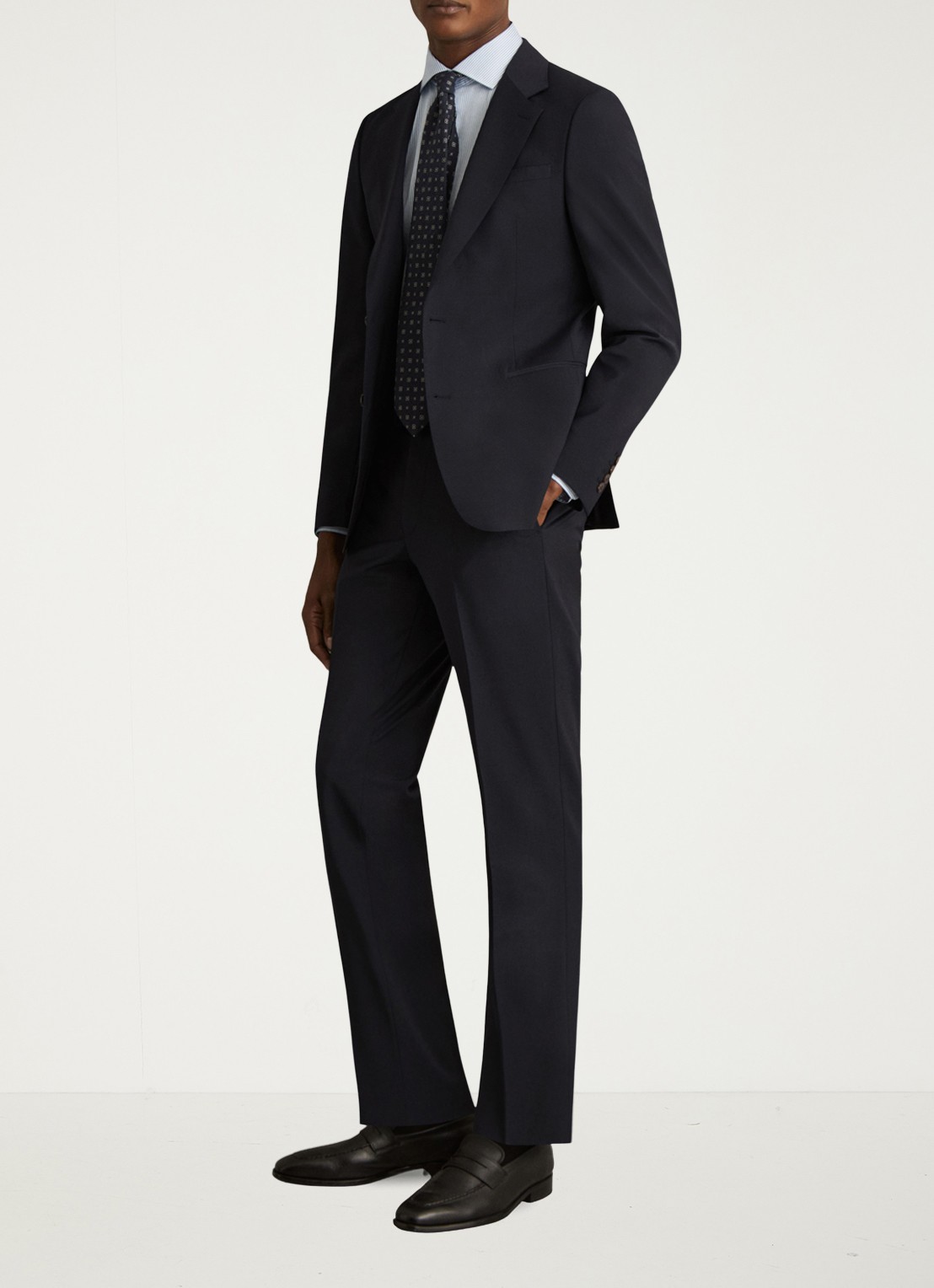 Reiss Promise slim fit pantalon in wolblend - voorkant 4 donkerblauw