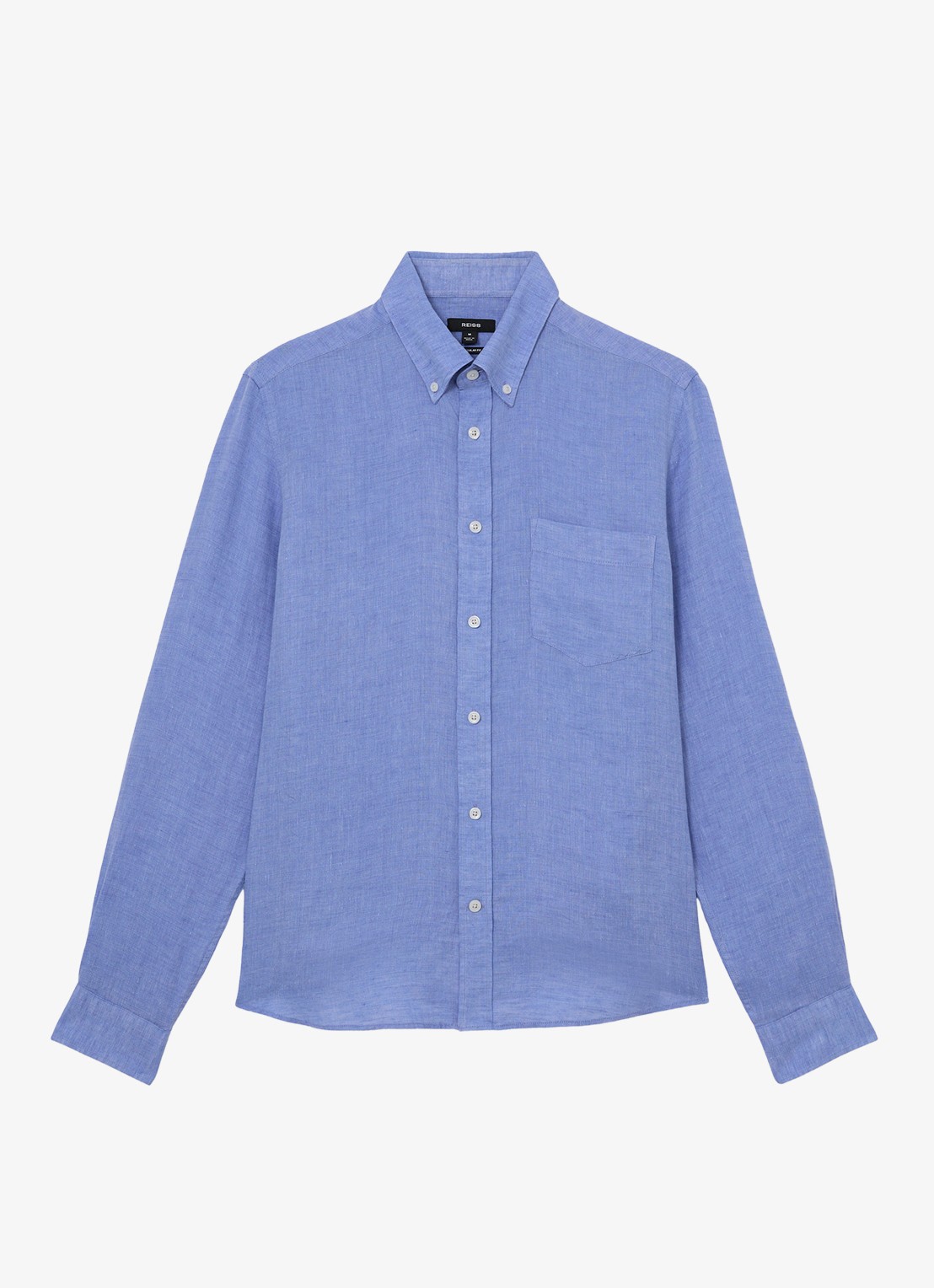 Reiss Queens regular fit overhemd van linnen - voorkant 4 blauw