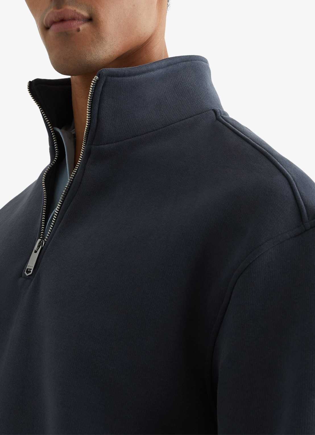 Reiss Quinn sweater met halve rits - detail 3 donkerblauw