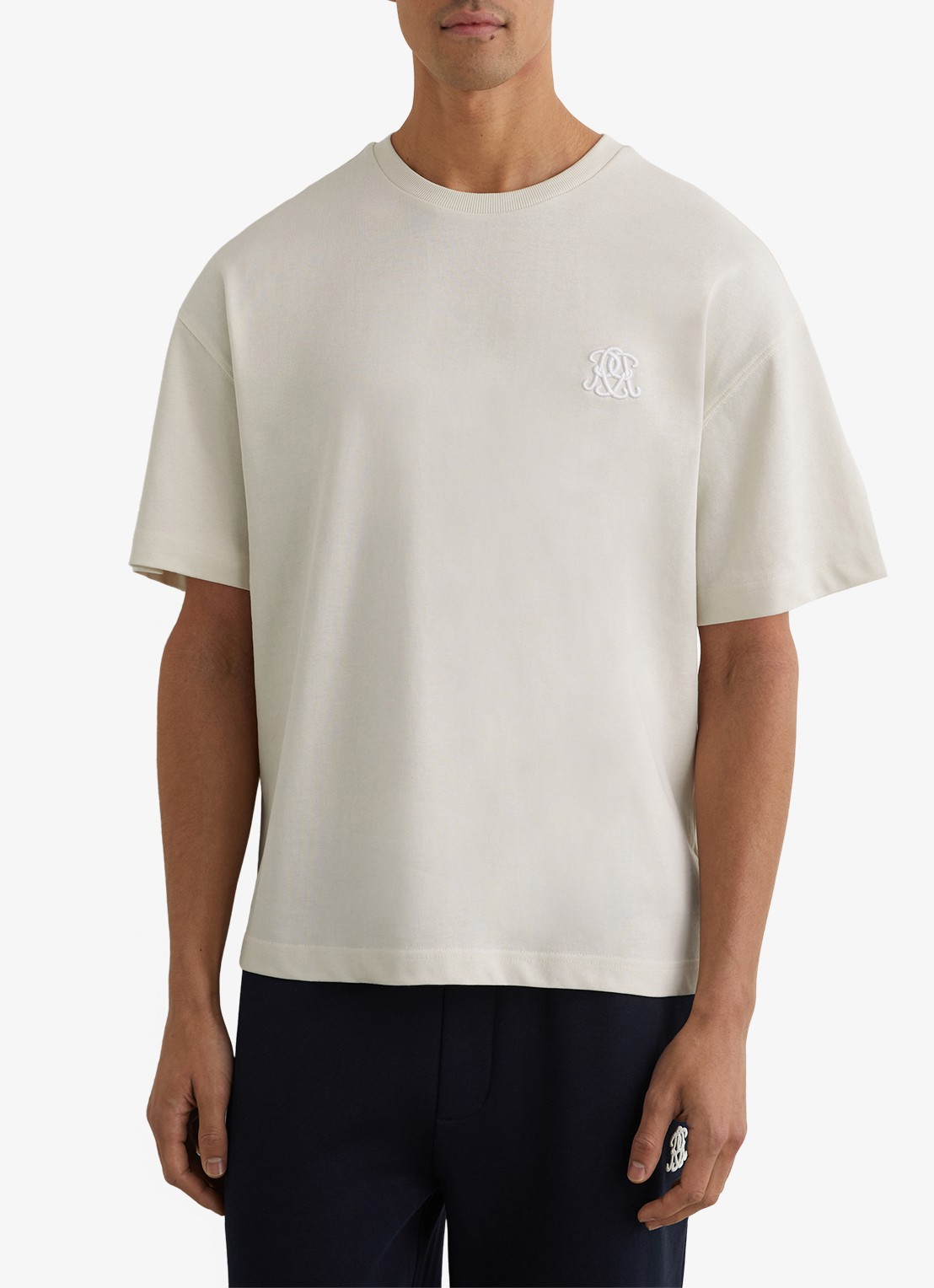 Reiss Rainer T-shirt met borduring - detail white / wit