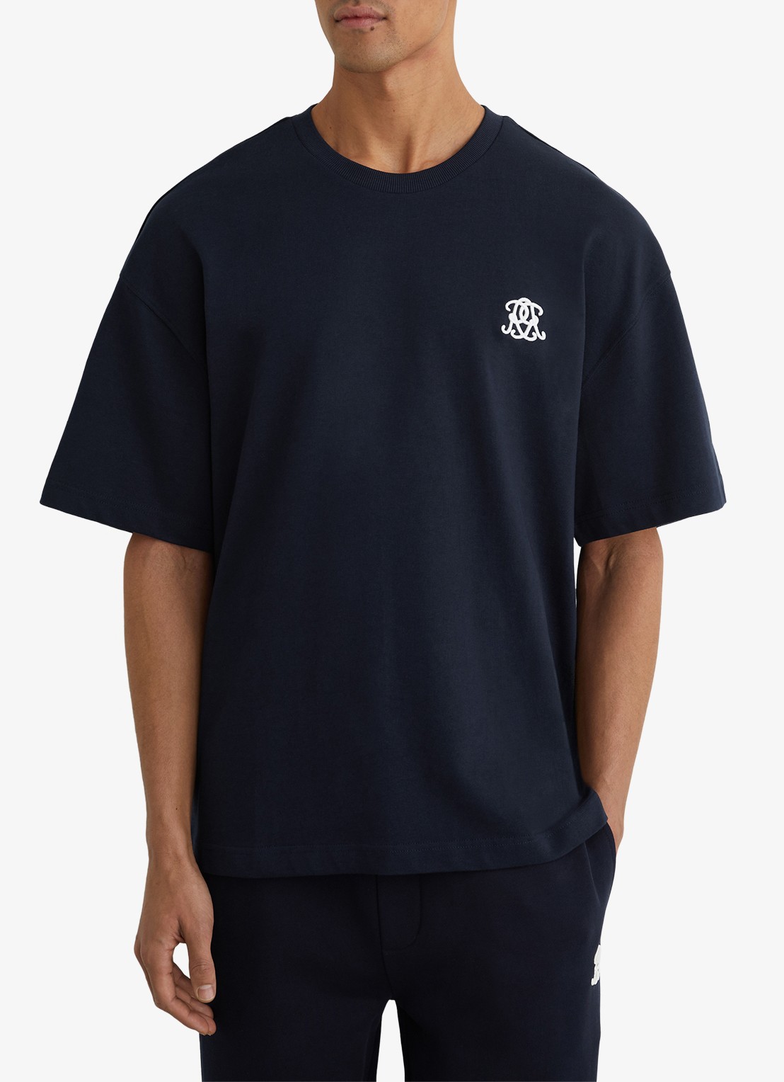 Reiss Rainer T-shirt met borduring - detail donkerblauw