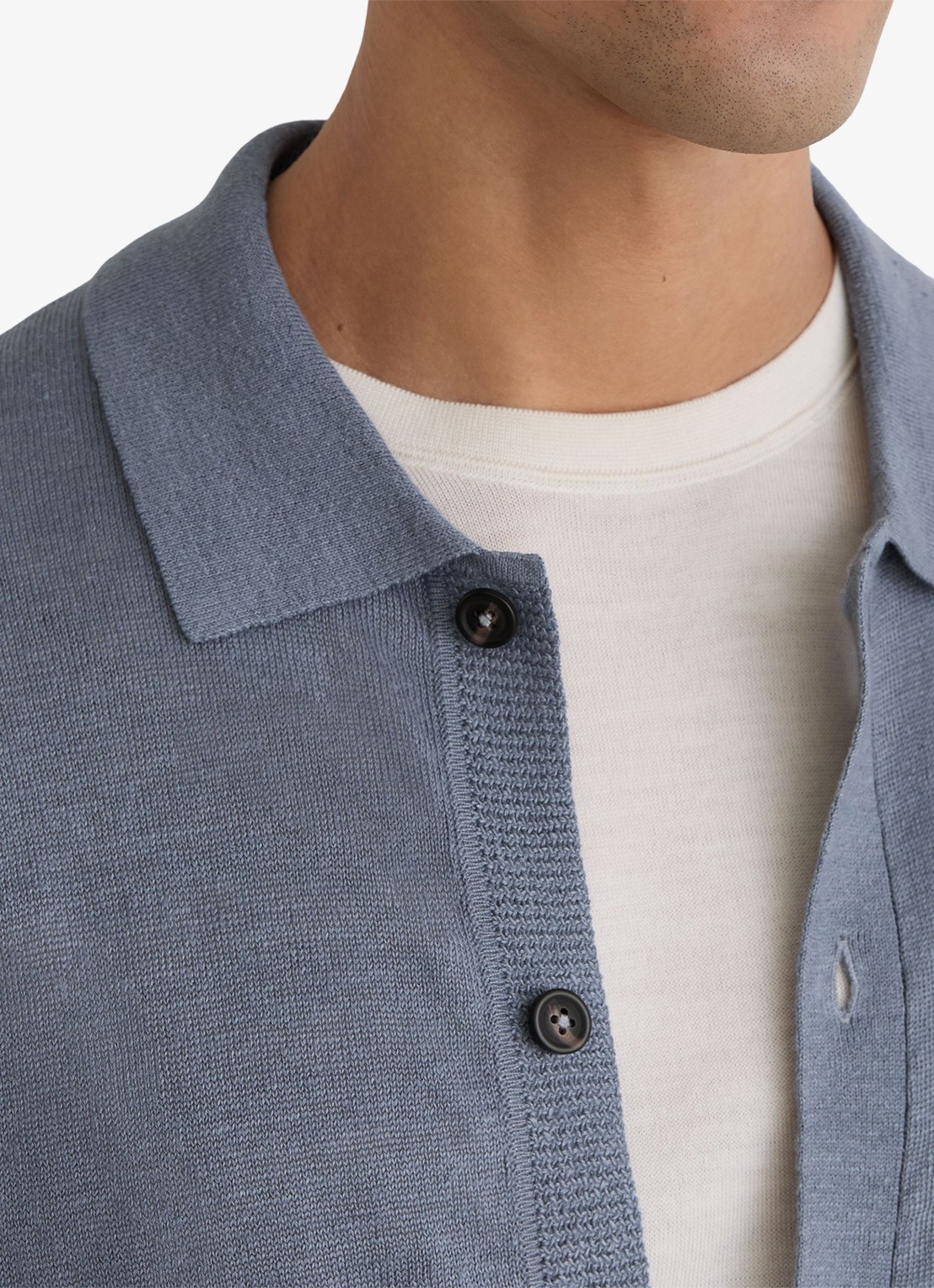 Reiss Rainham fijngebreid vest met borstzak - detail 5 airforce blue / blauw