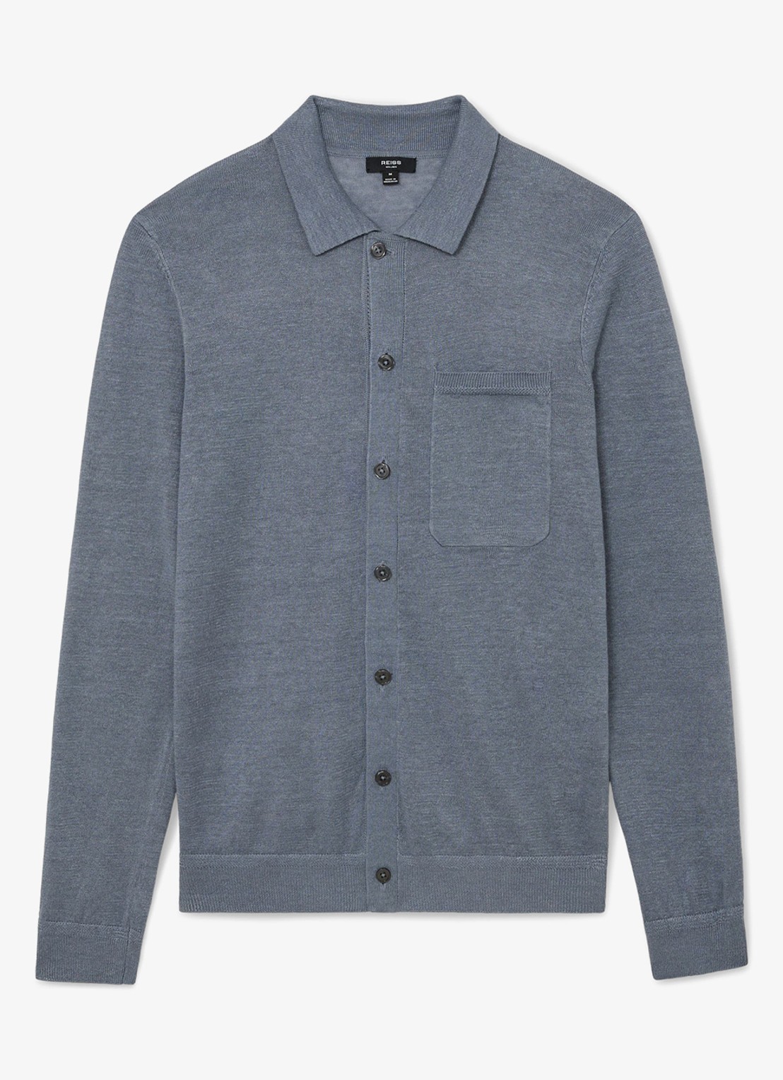 Reiss Rainham fijngebreid vest met borstzak - voorkant 5 airforce blue / blauw