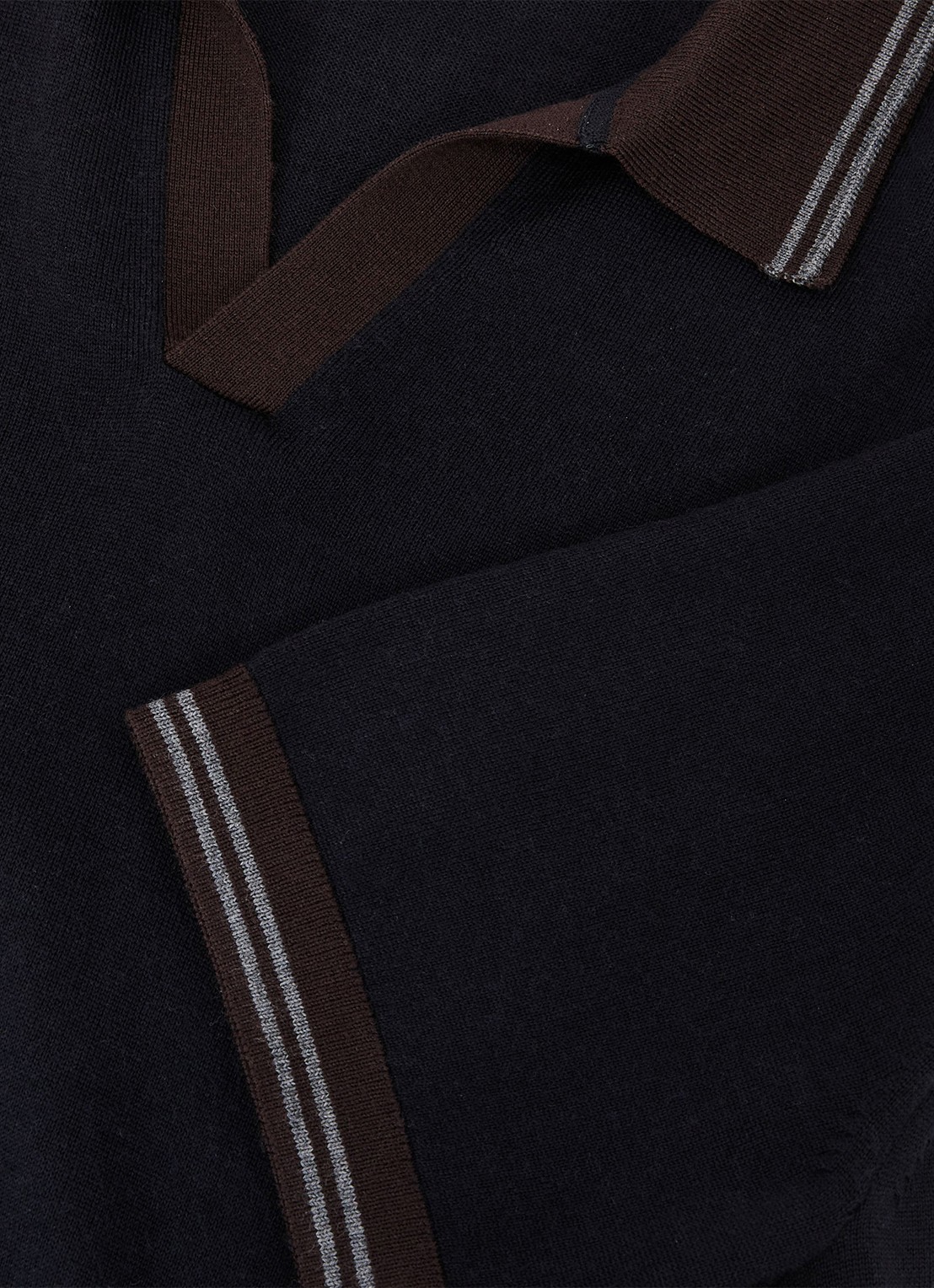 Reiss Redmire regular fit polo van merino wol - detail 5 donkerblauw