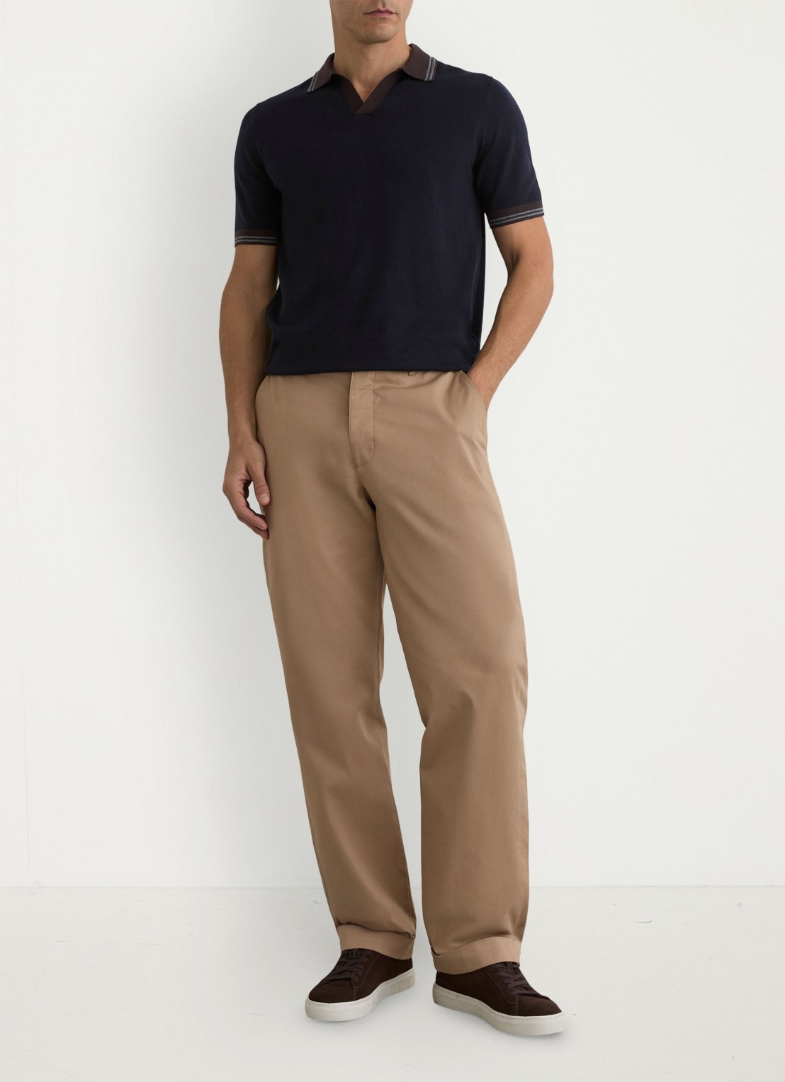 Reiss Redmire regular fit polo van merino wol - voorkant 2 donkerblauw