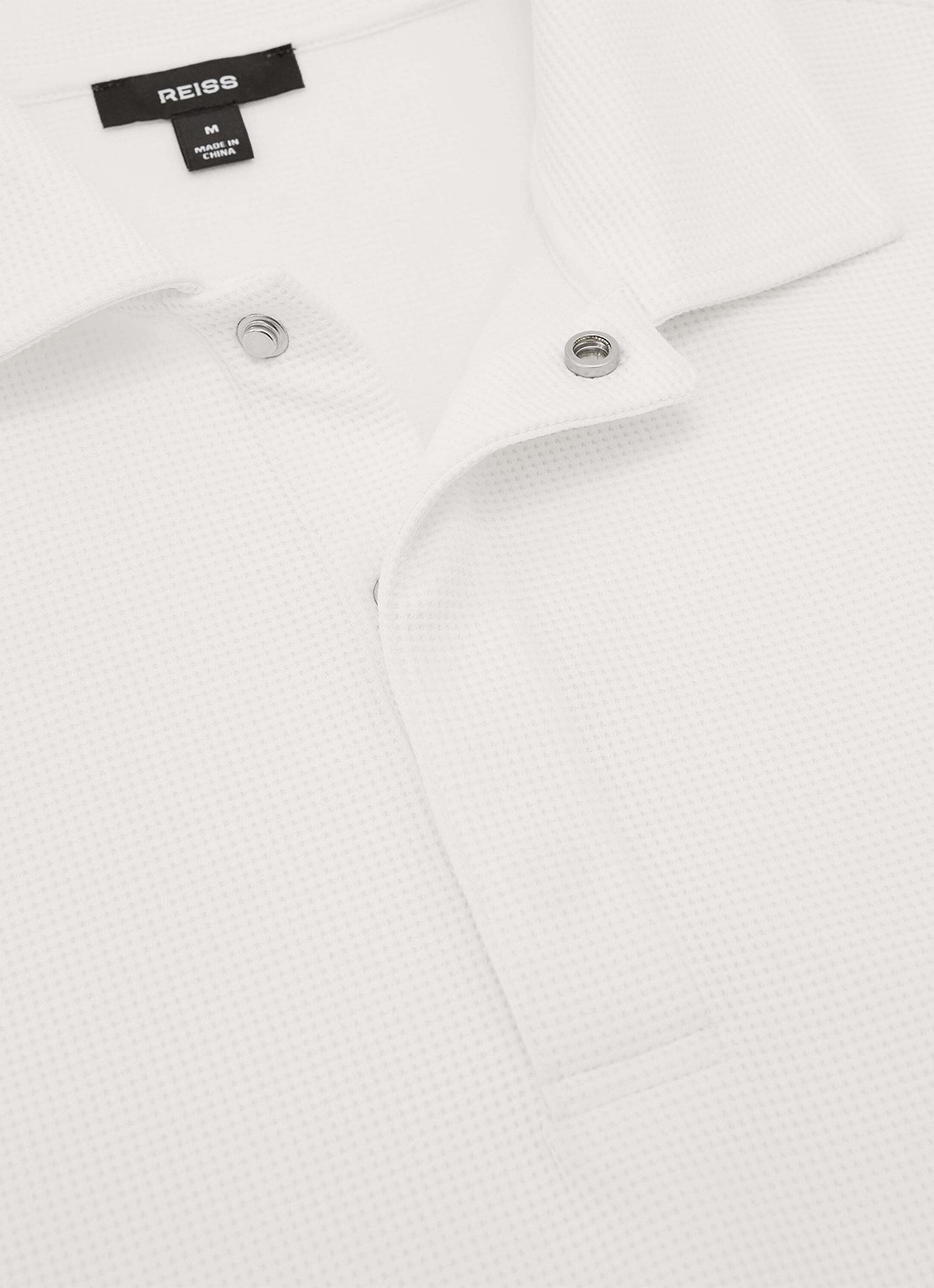 Reiss Reed regular fit polo met wafelstructuur - detail white / wit
