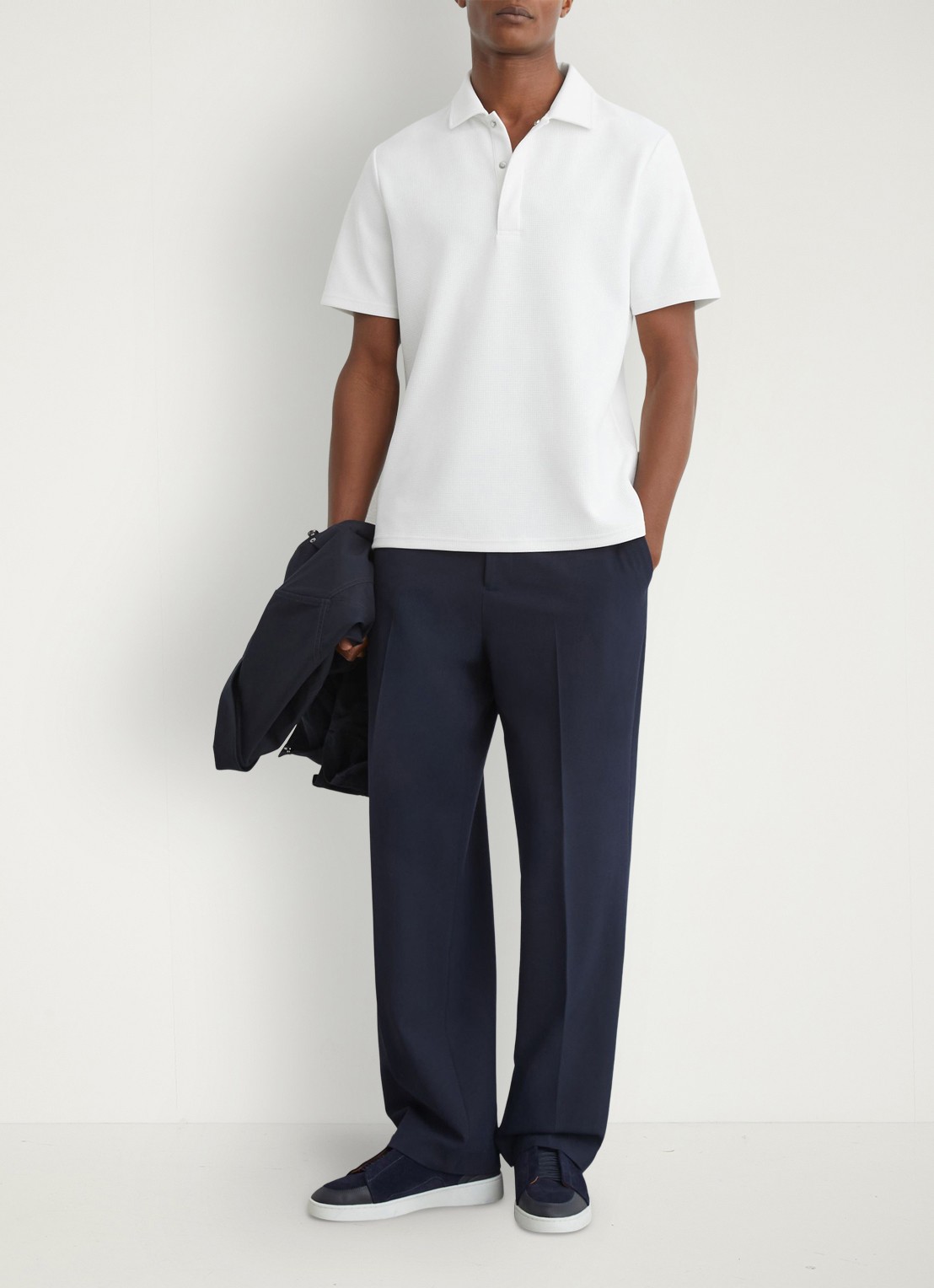 Reiss Reed regular fit polo met wafelstructuur - voorkant 5 white / wit