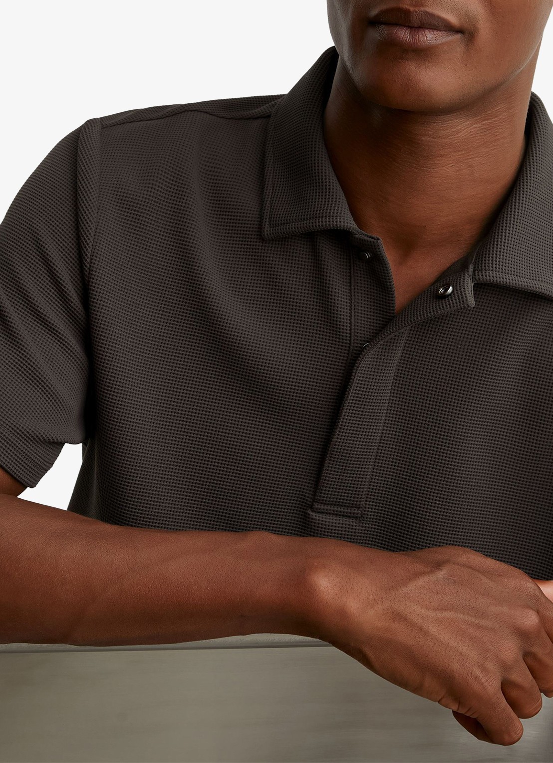 Reiss Reed regular fit polo met wafelstructuur - detail 4 brown / bruin