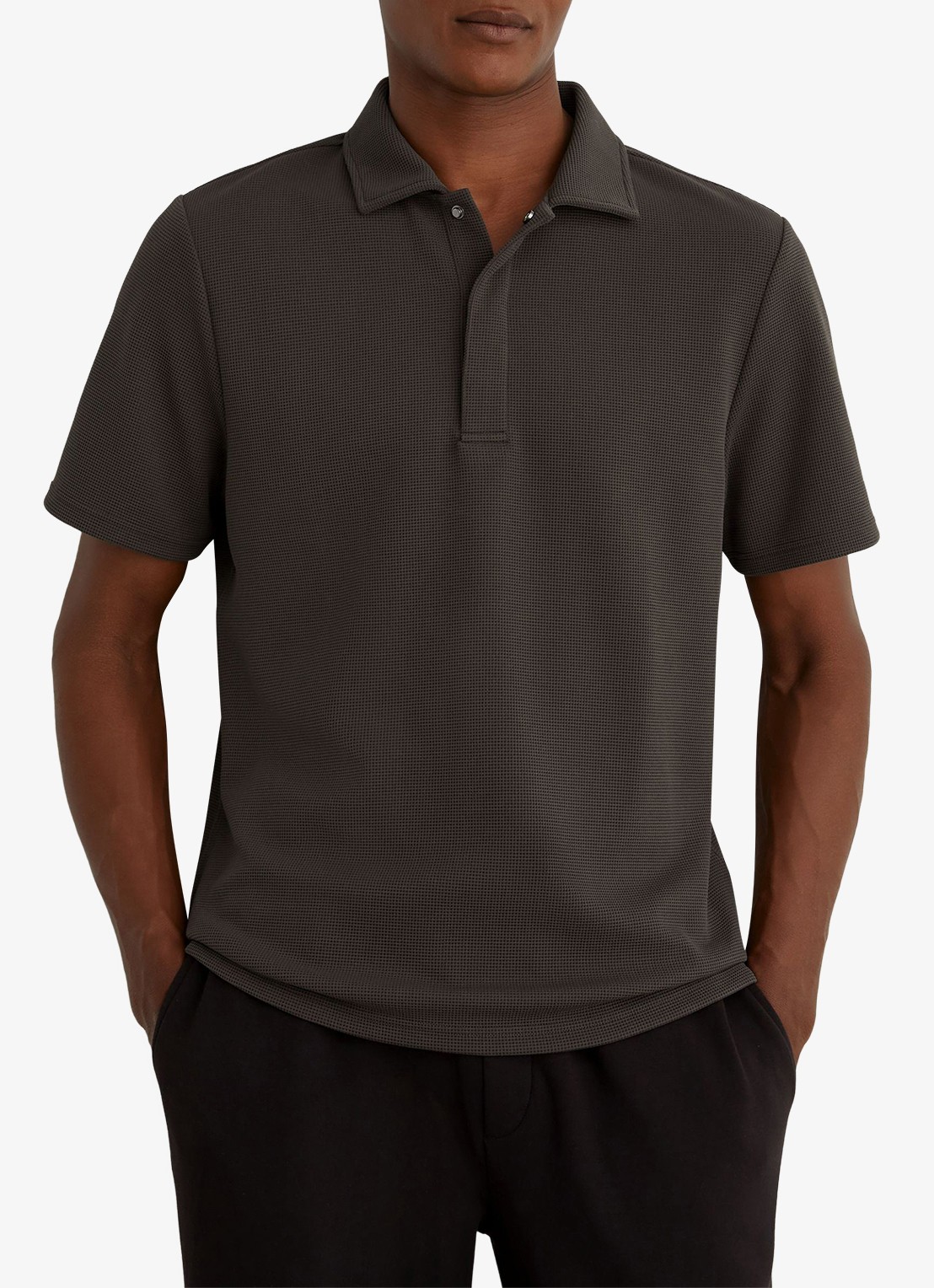 Reiss Reed regular fit polo met wafelstructuur - detail 5 brown / bruin