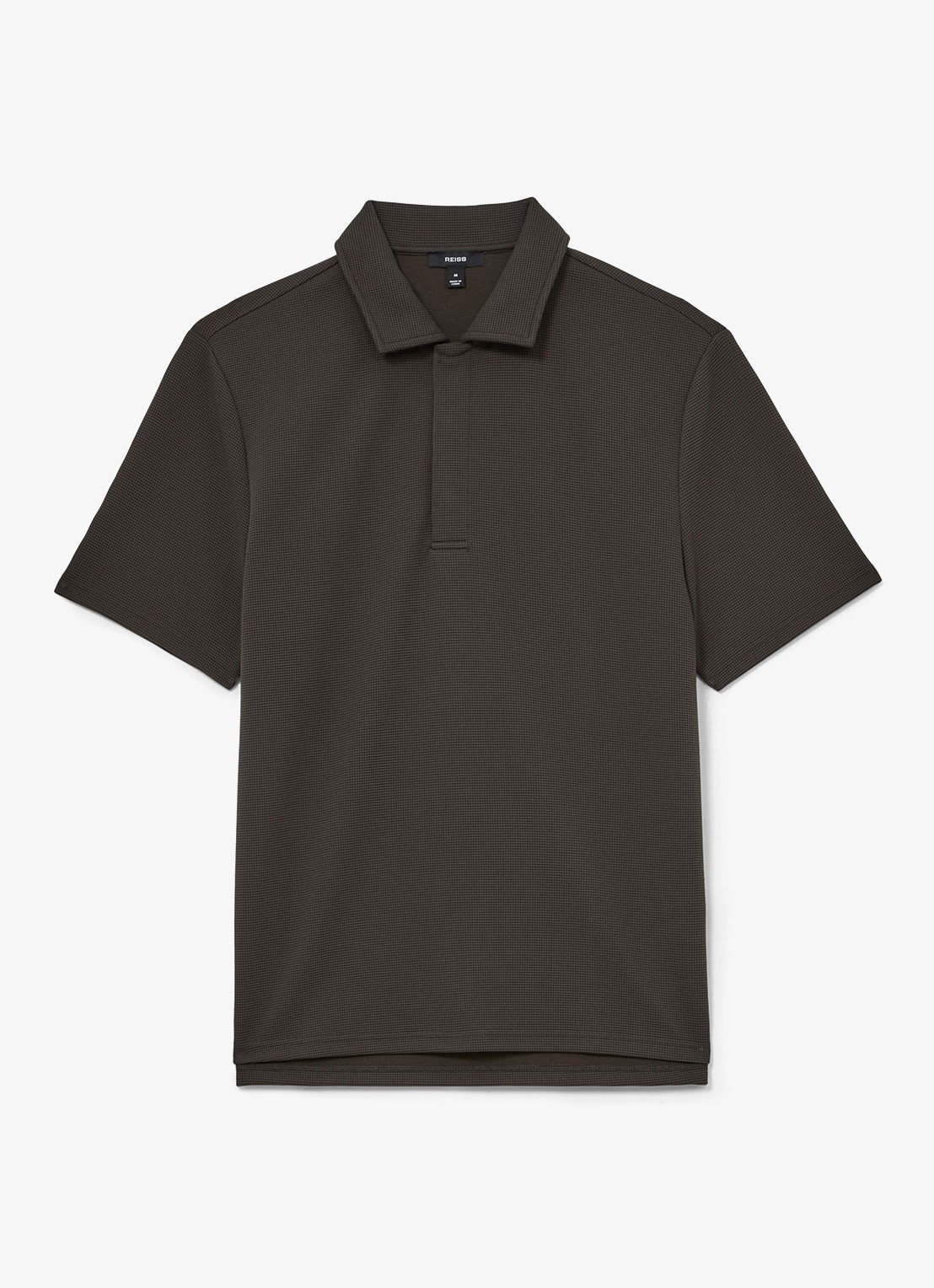 Reiss Reed regular fit polo met wafelstructuur - voorkant 2 brown / bruin