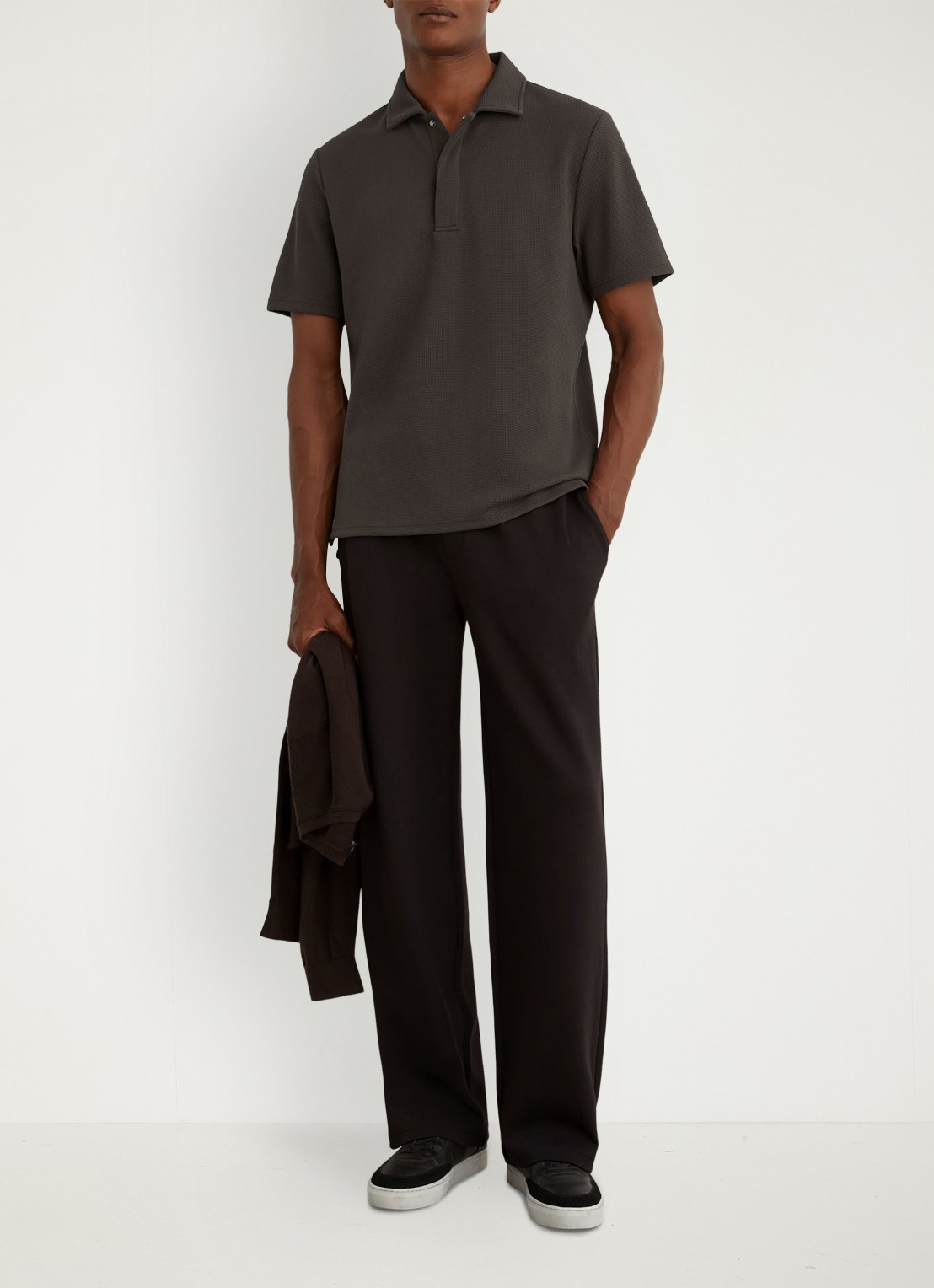 Reiss Reed regular fit polo met wafelstructuur - voorkant 3 brown / bruin