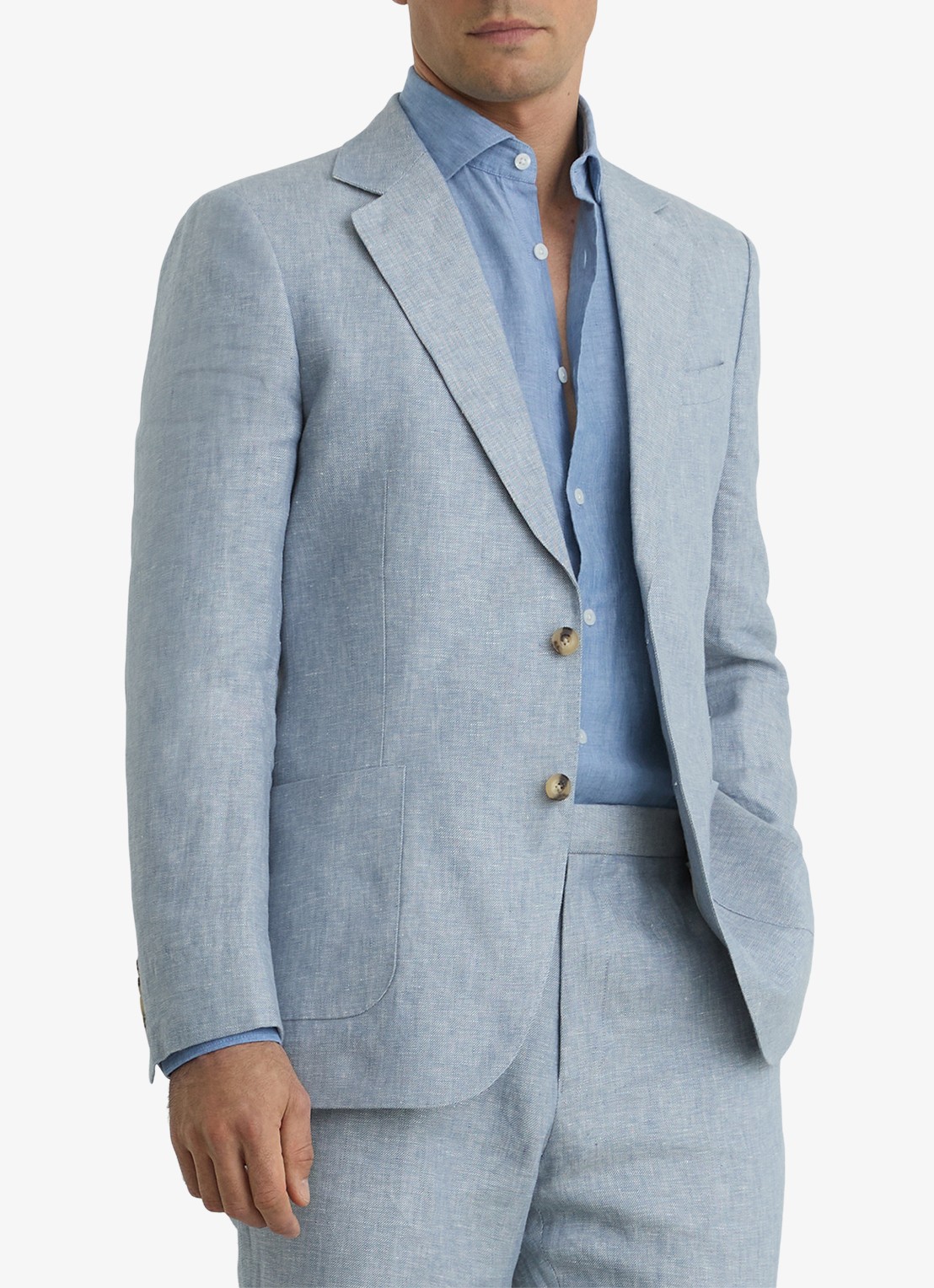 Reiss Regular fit colbert met steekzakken - detail lichtblauw