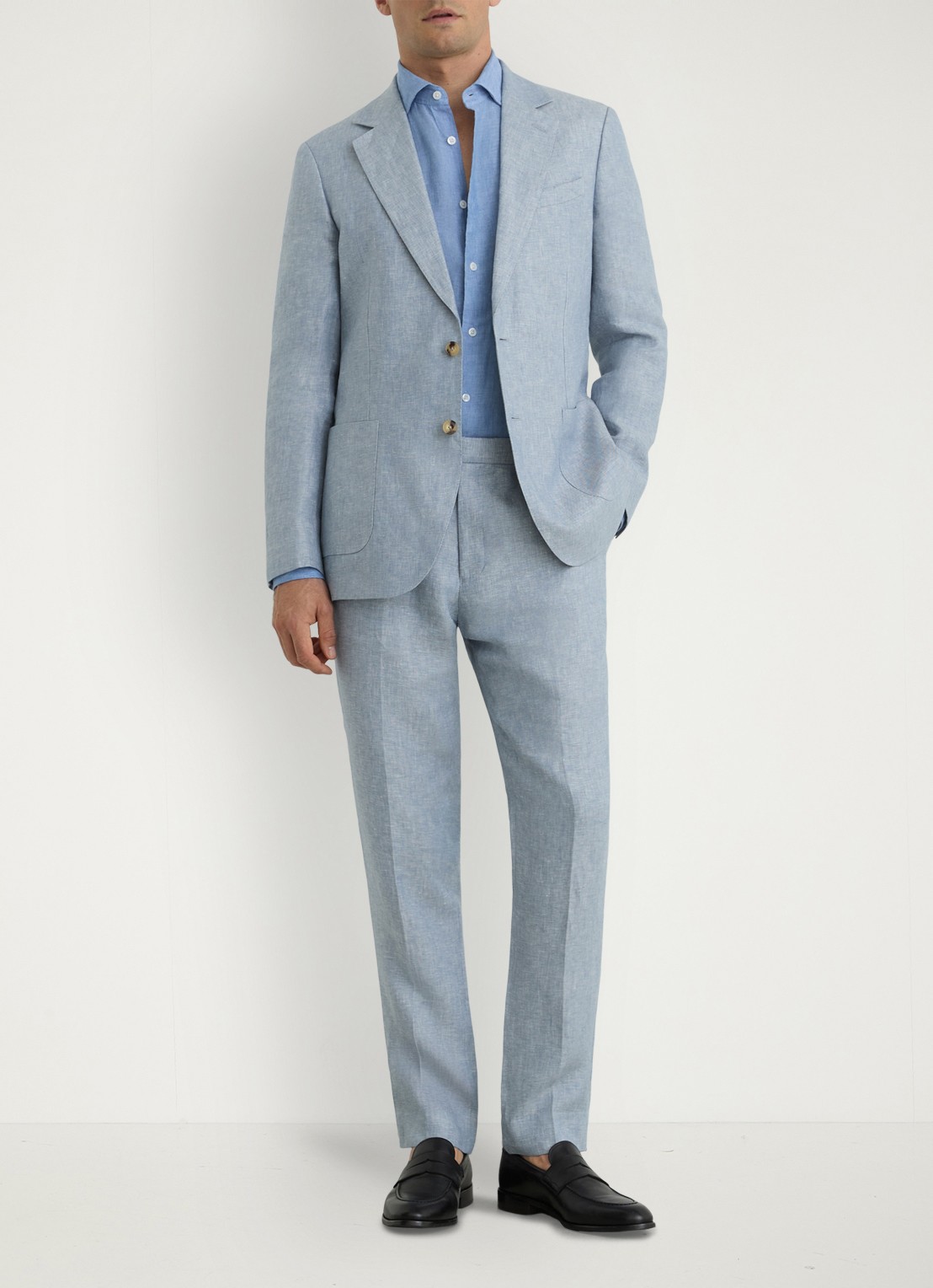 Reiss Regular fit colbert met steekzakken - voorkant 5 lichtblauw