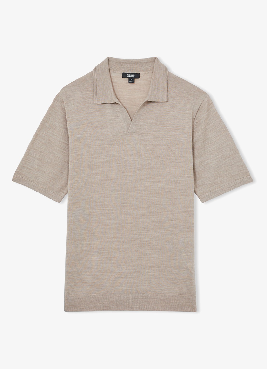 Reiss Regular fit fijngebreide polo van wol - voorkant 4 khaki