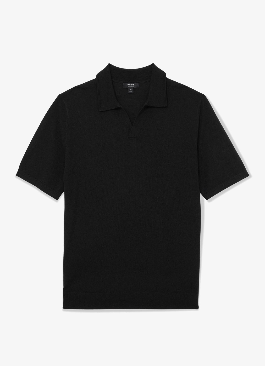 Reiss Regular fit fijngebreide polo van wol - voorkant 5 black / zwart