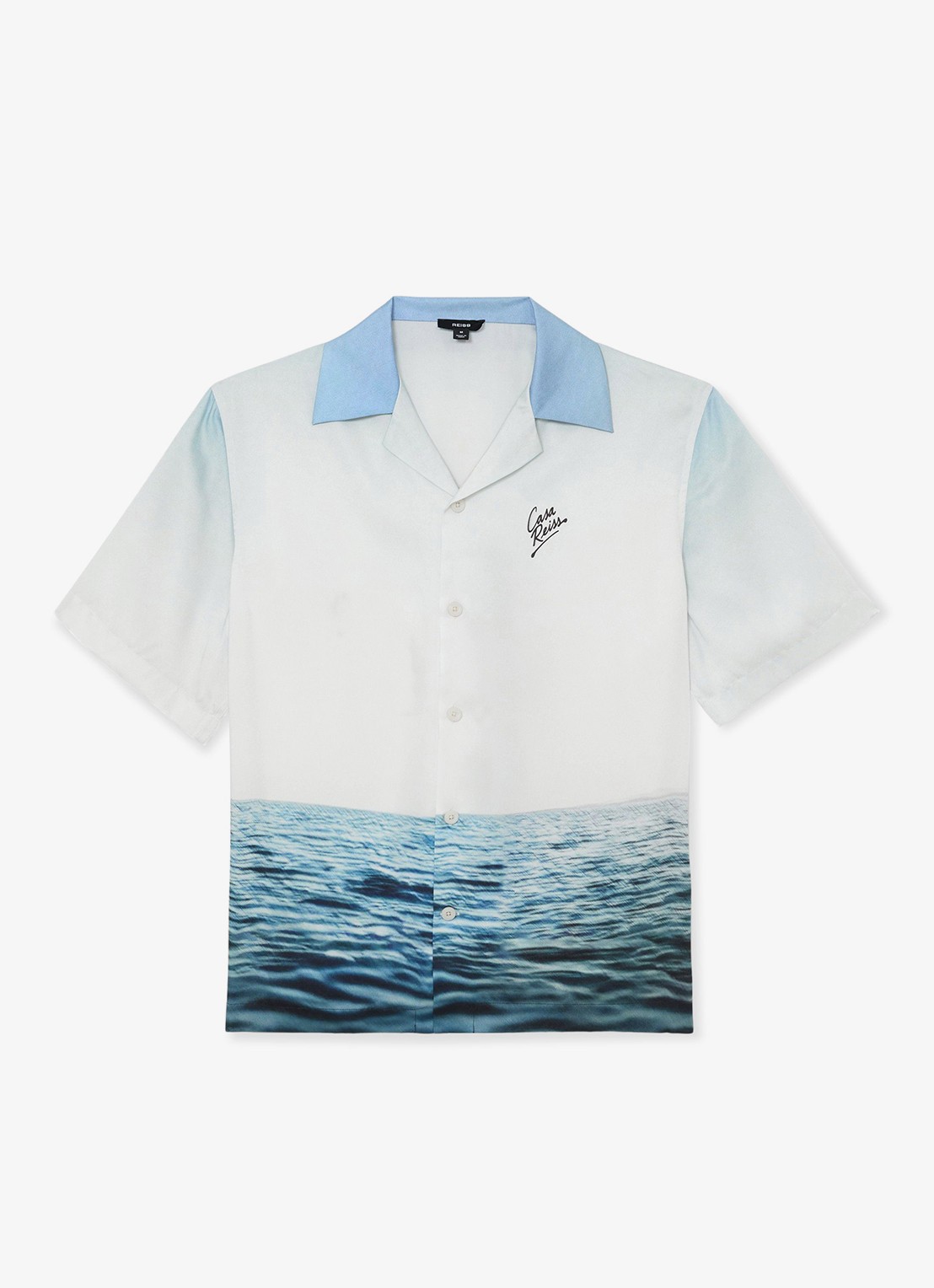 Reiss Regular fit overhemd met print - voorkant lichtblauw