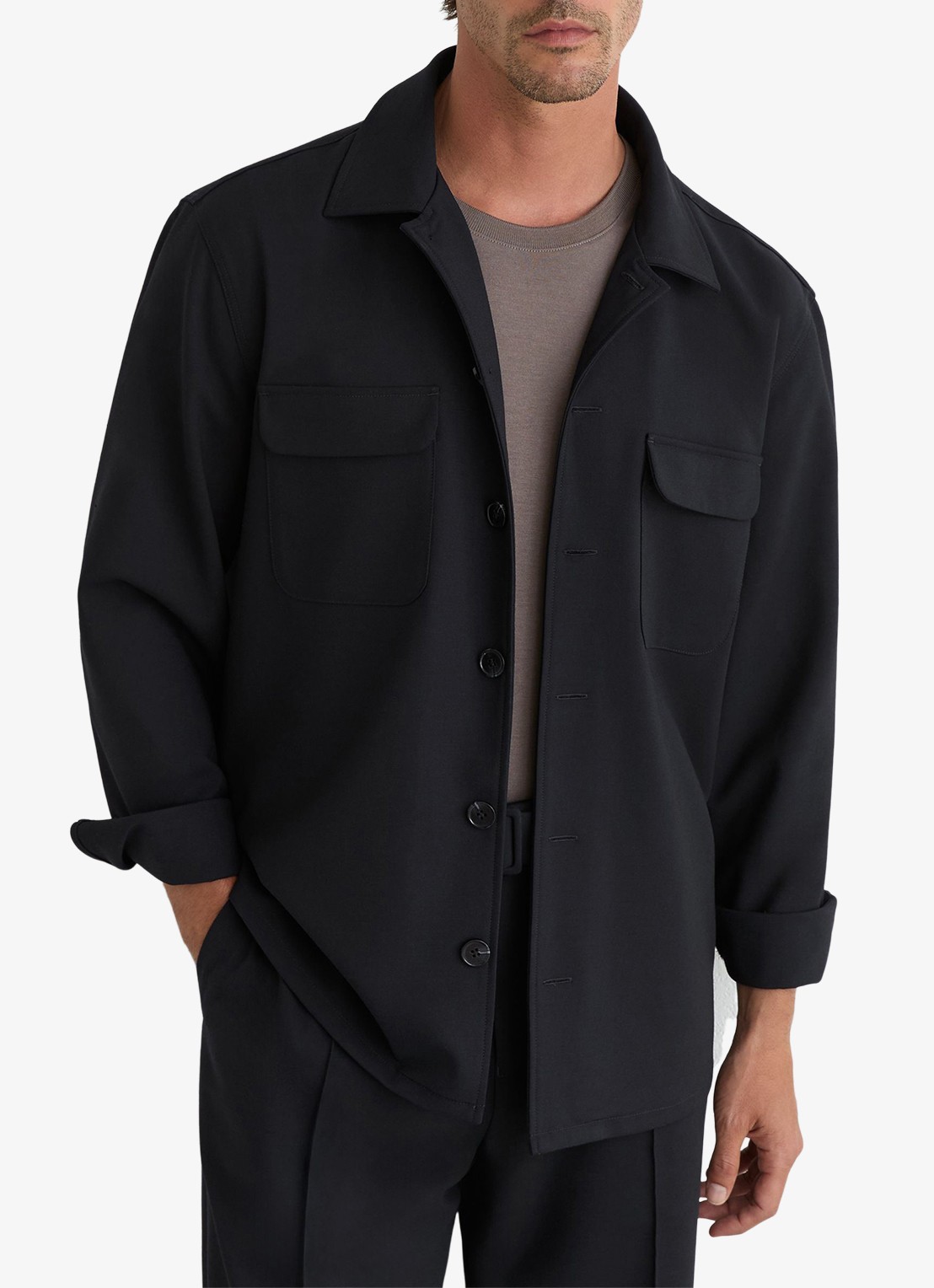 Reiss Regular fit overshirt met borstzak - detail 3 navy / blauw