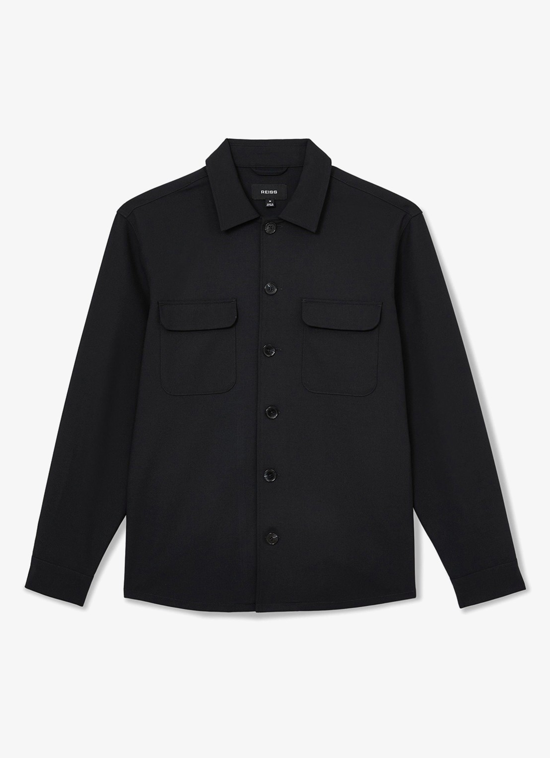 Reiss Regular fit overshirt met borstzak - voorkant navy / blauw