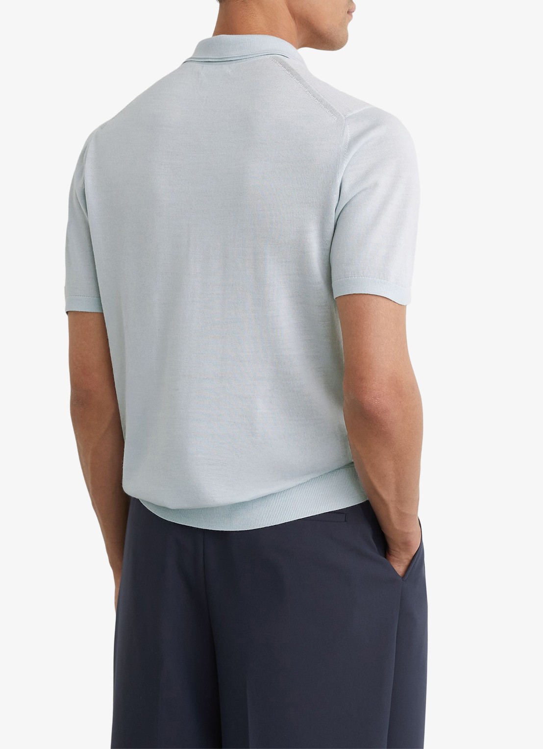 Reiss Regular fit polo met gemêleerd dessin - achterkant 3 aquatic blue / lichtblauw