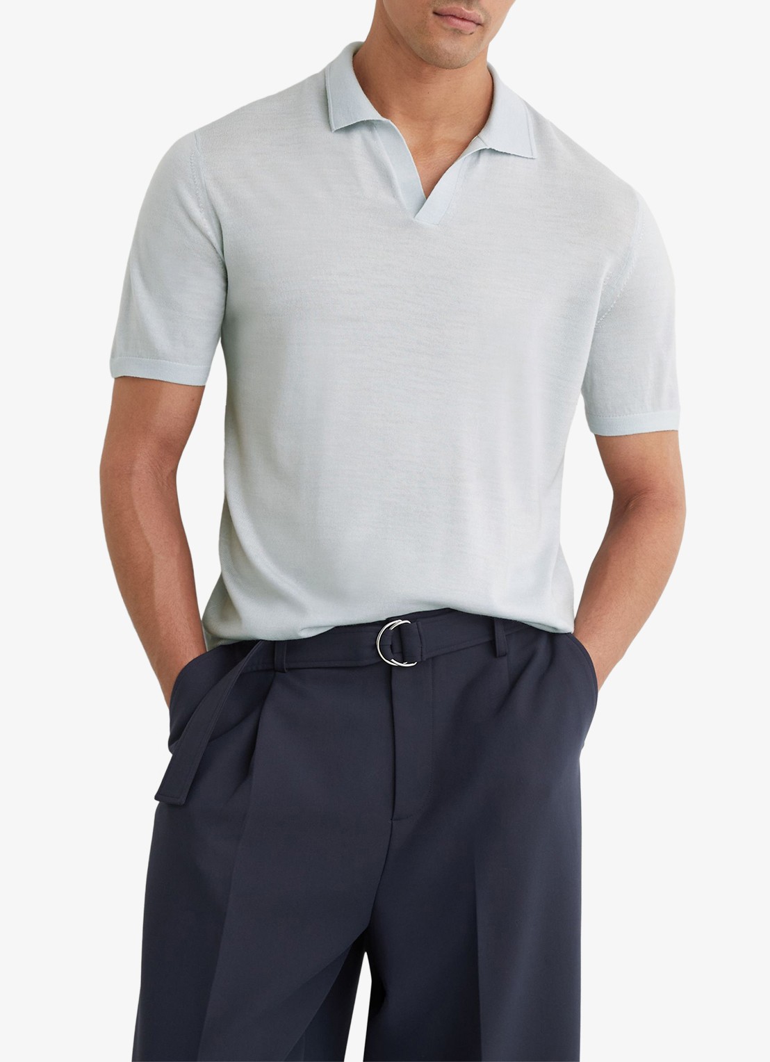 Reiss Regular fit polo met gemêleerd dessin - detail 4 aquatic blue / lichtblauw