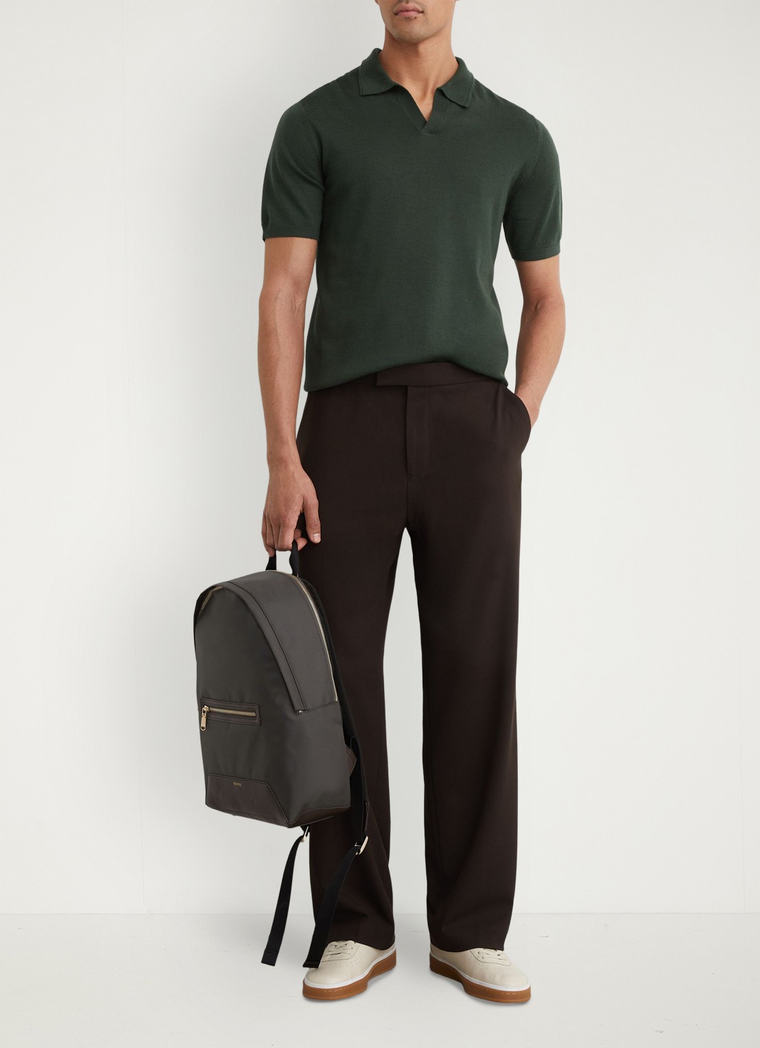 Reiss Regular fit polo met gemêleerd dessin - voorkant 3 dark green / groen