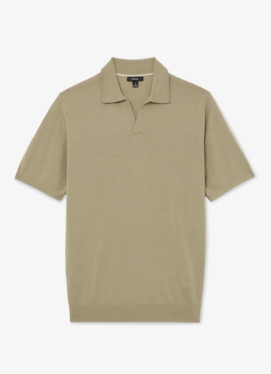 Reiss Regular fit polo met gemêleerd dessin - voorkant 2 soft olive green / groen
