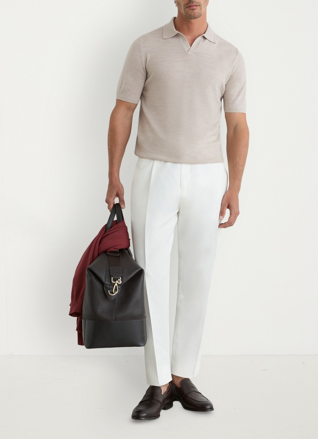 Reiss Regular fit polo met gemêleerd dessin - voorkant 3 beige