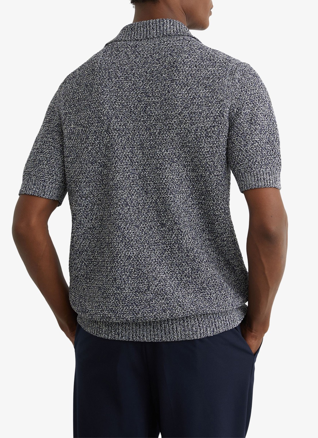 Reiss Regular fit polo met gemêleerd dessin - achterkant 3 indigo blue / blauw