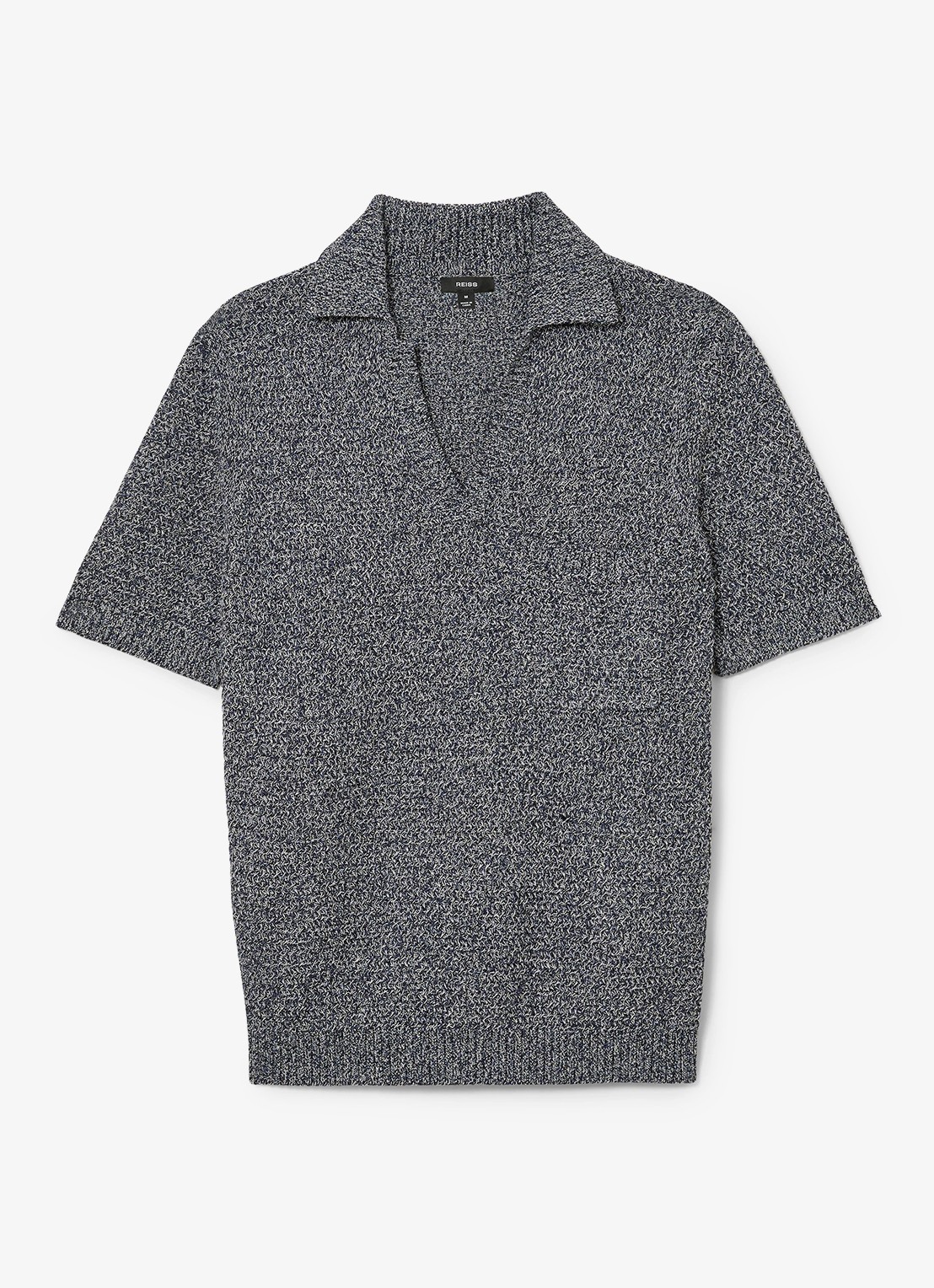 Reiss Regular fit polo met gemêleerd dessin - voorkant indigo blue / blauw