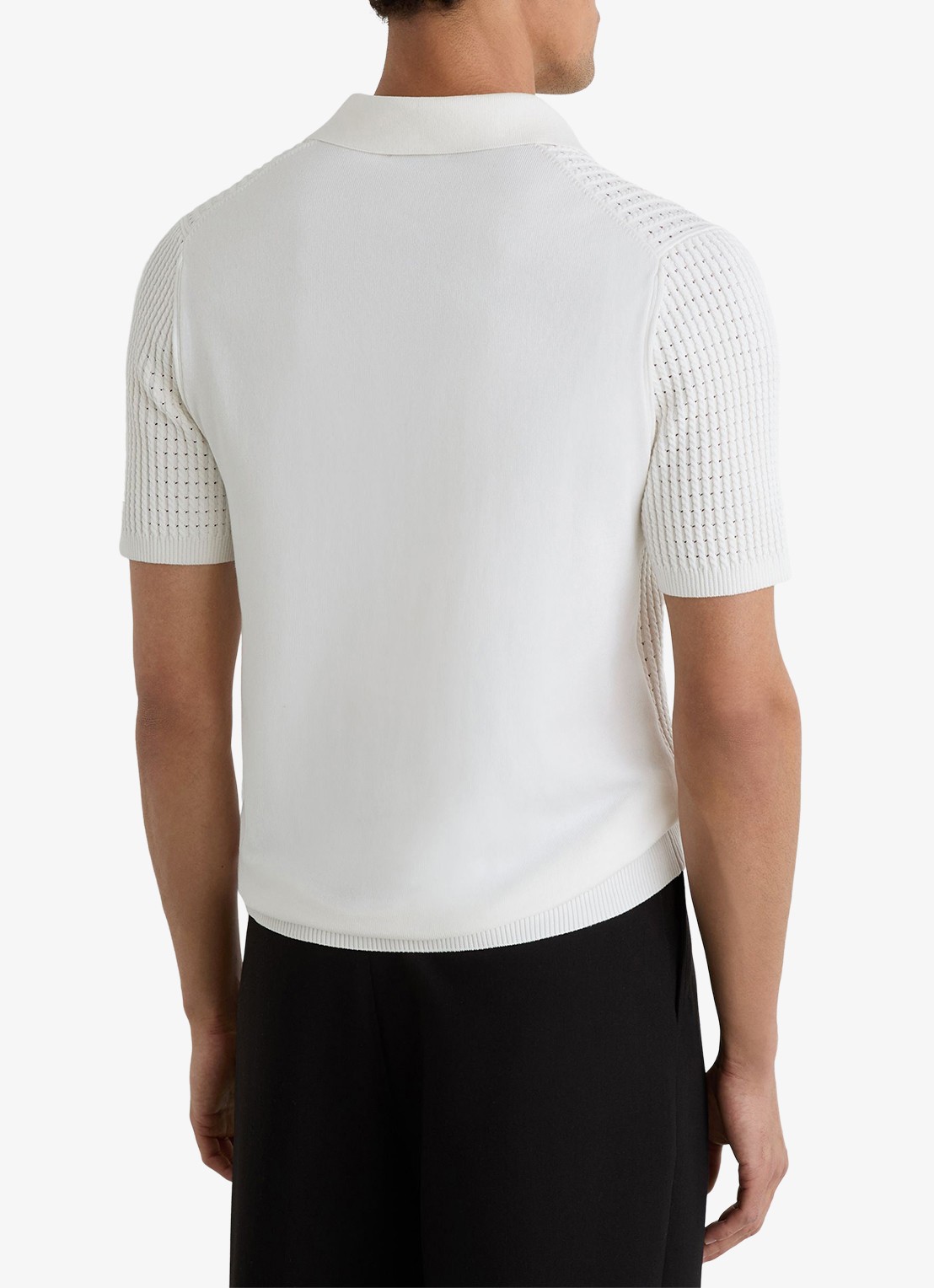 Reiss Regular fit polo met opengewerkt dessin - achterkant 6 wit