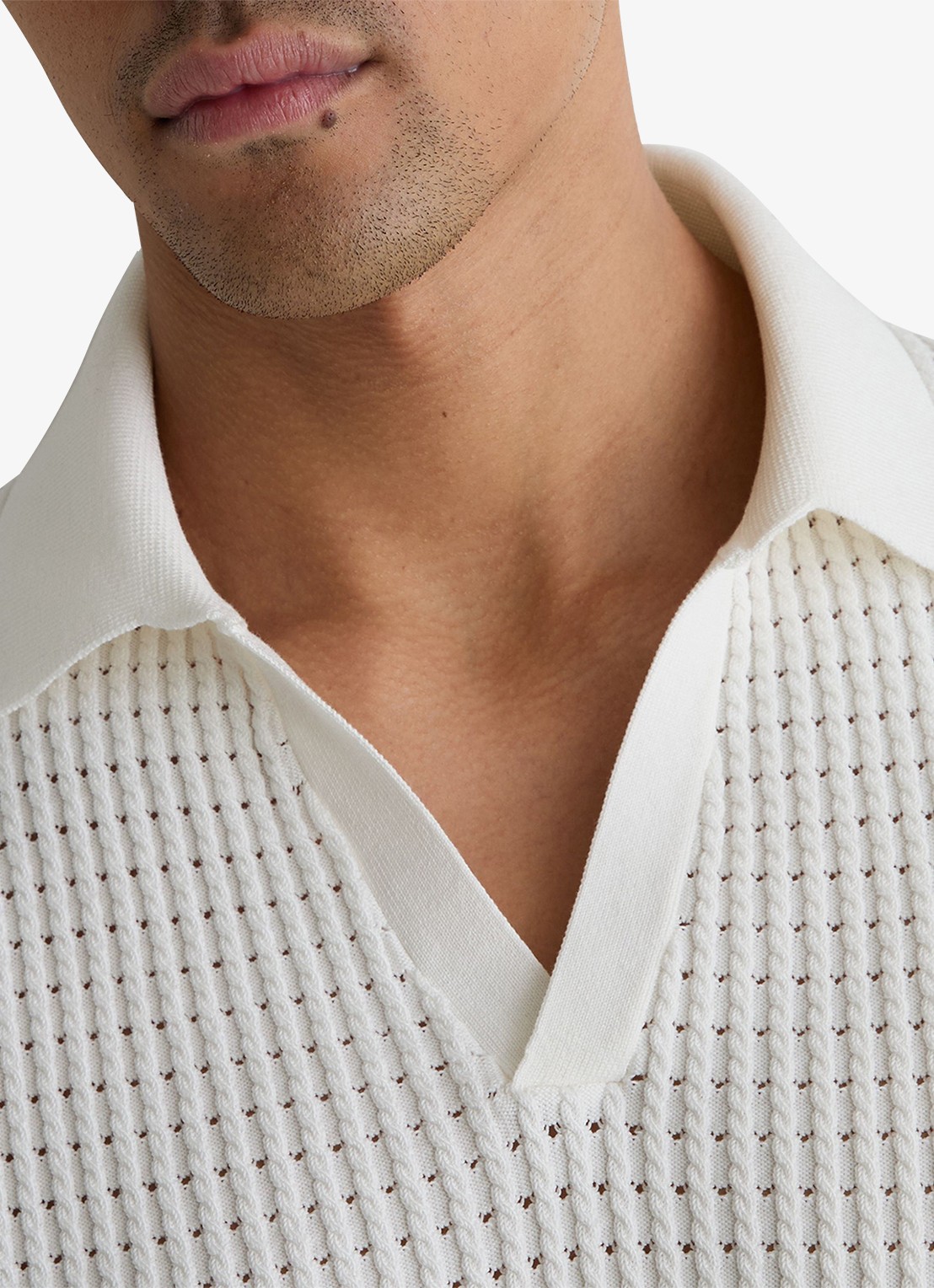 Reiss Regular fit polo met opengewerkt dessin - detail 3 wit