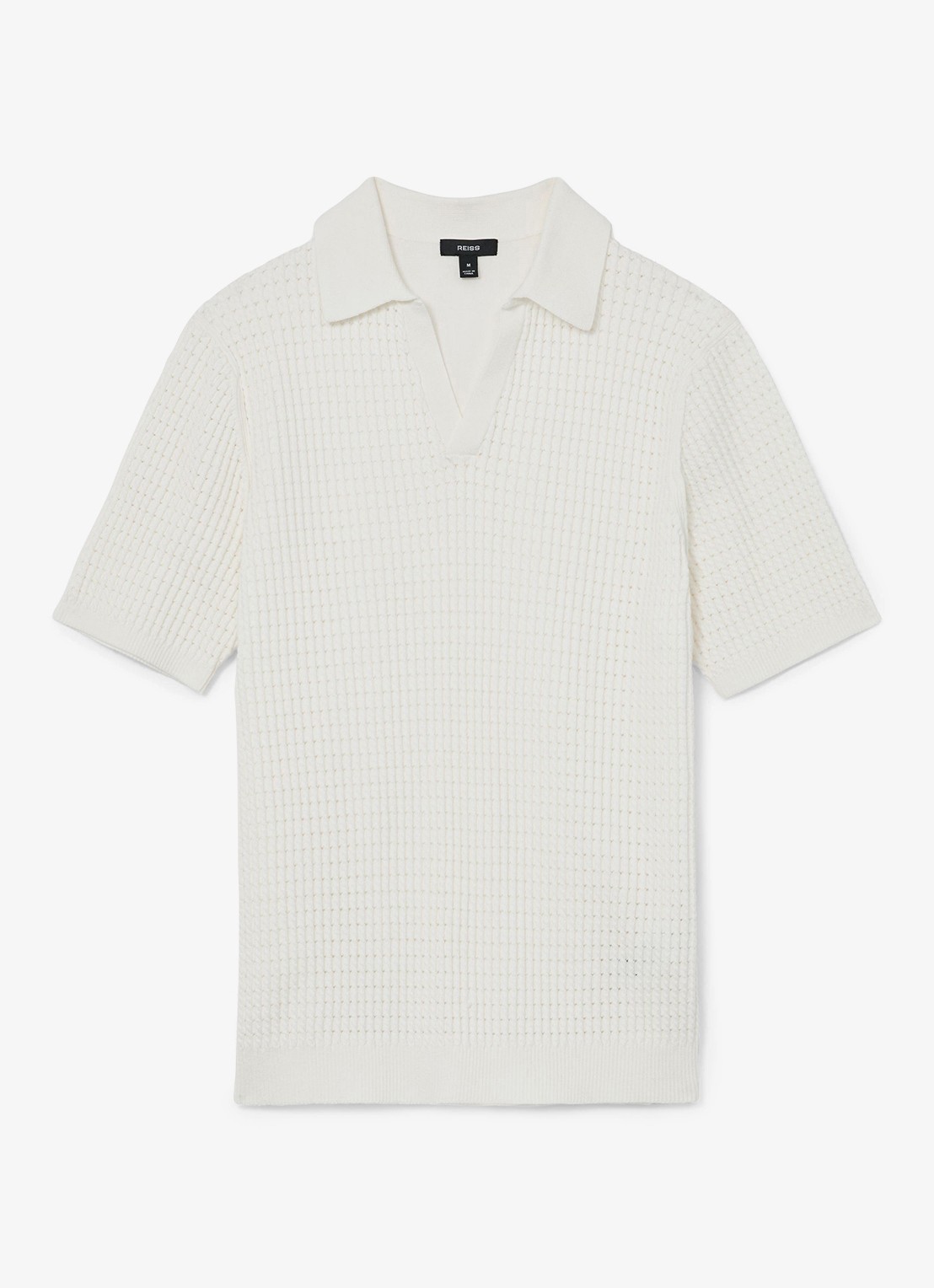 Reiss Regular fit polo met opengewerkt dessin - voorkant 4 wit