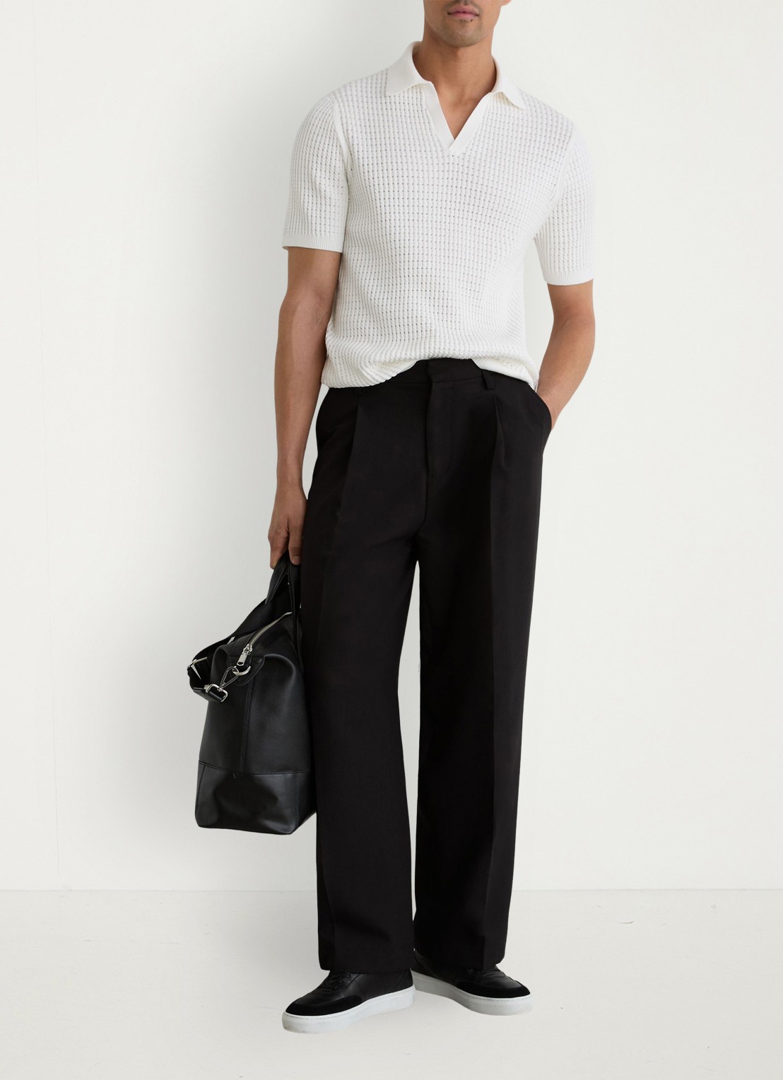Reiss Regular fit polo met opengewerkt dessin - voorkant 5 wit