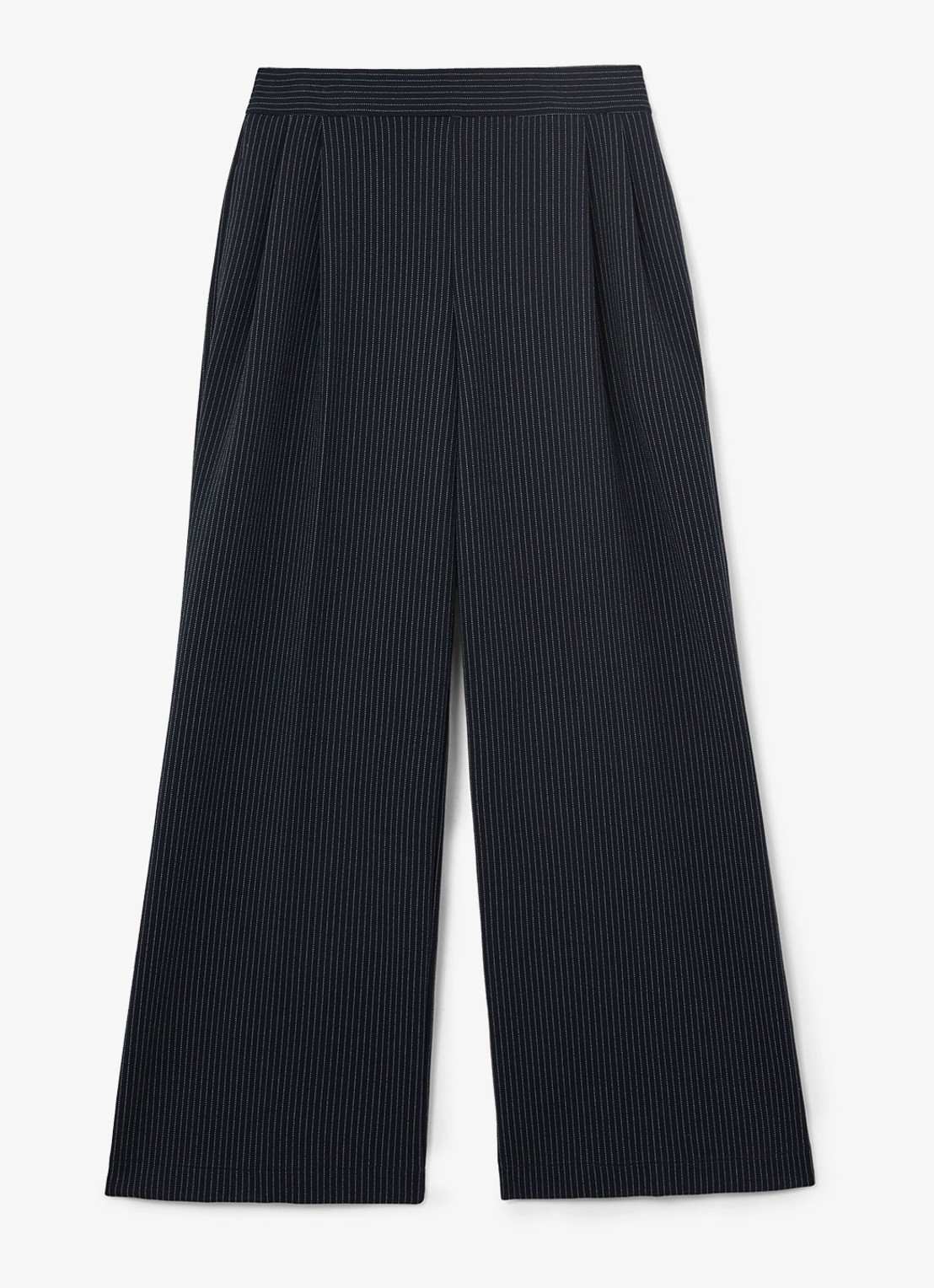 Reiss Remi high waist wide fit pantalon met streepprint - voorkant 2 donkerblauw