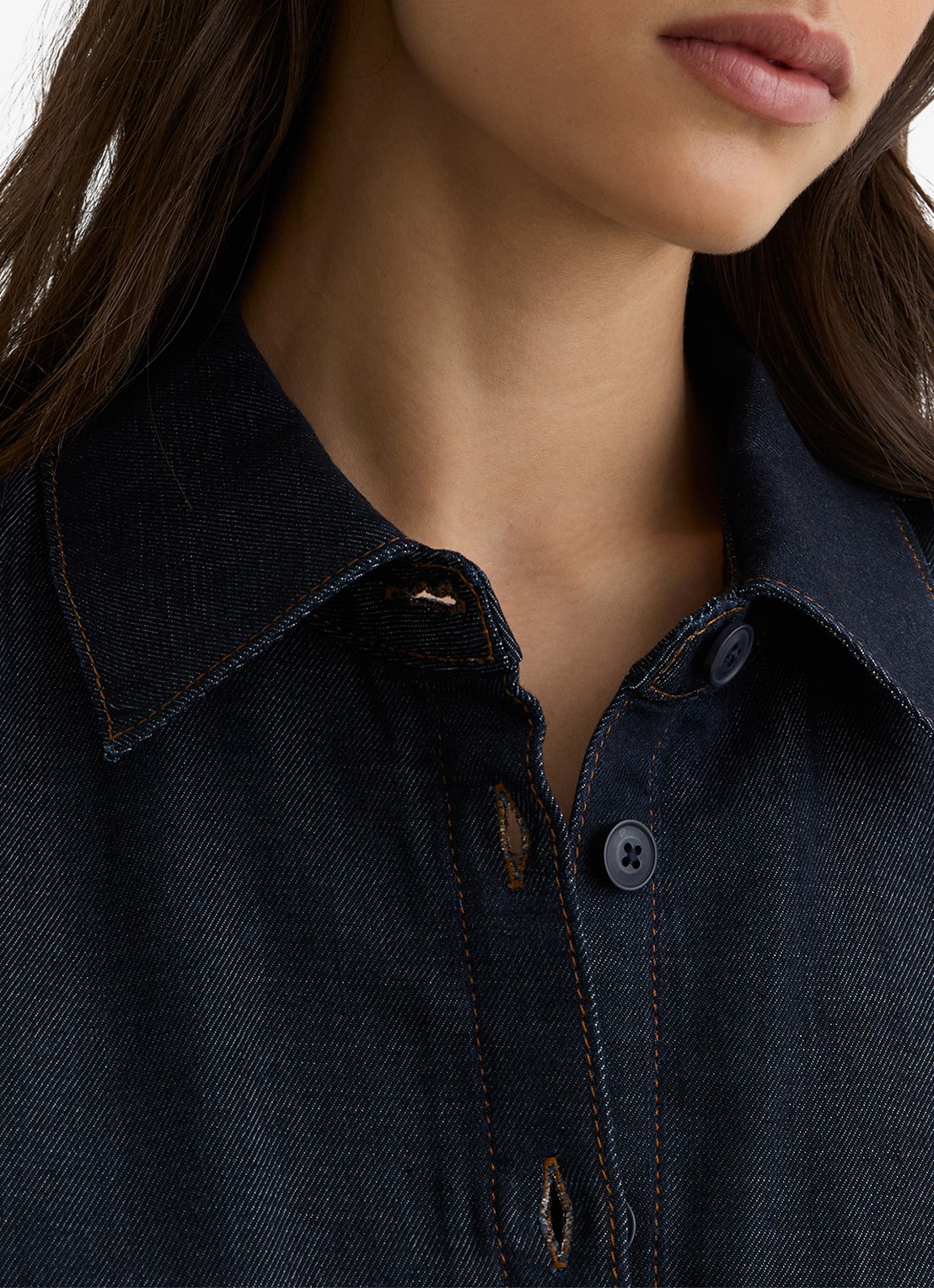 Reiss Remi midi blousejurk met ceintuur - detail 2 donkerblauw