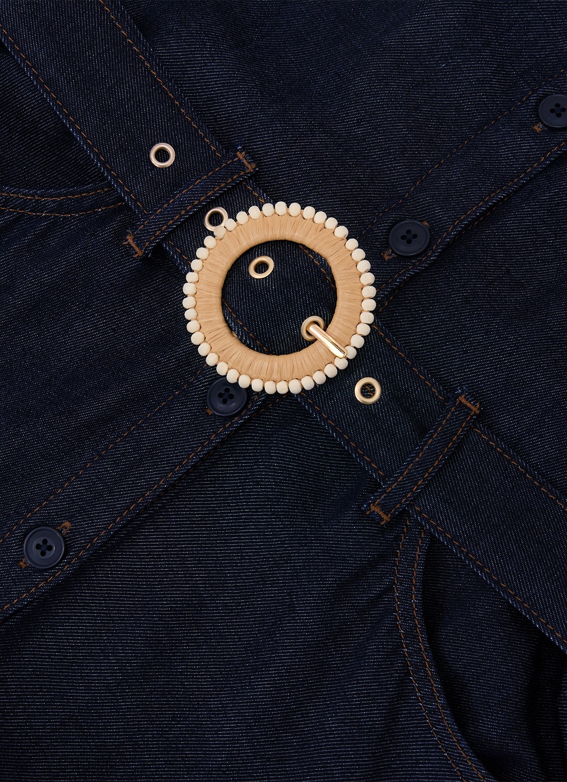 Reiss Remi midi blousejurk met ceintuur - detail 5 donkerblauw