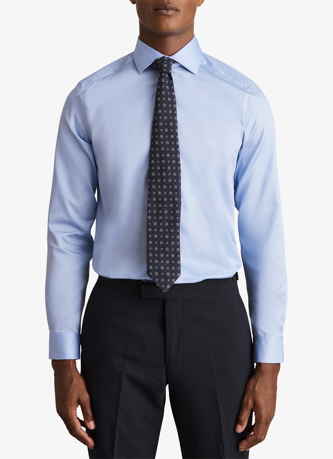 Reiss Remote slim fit overhemd met cut-away kraag - voorkant 2 lichtblauw