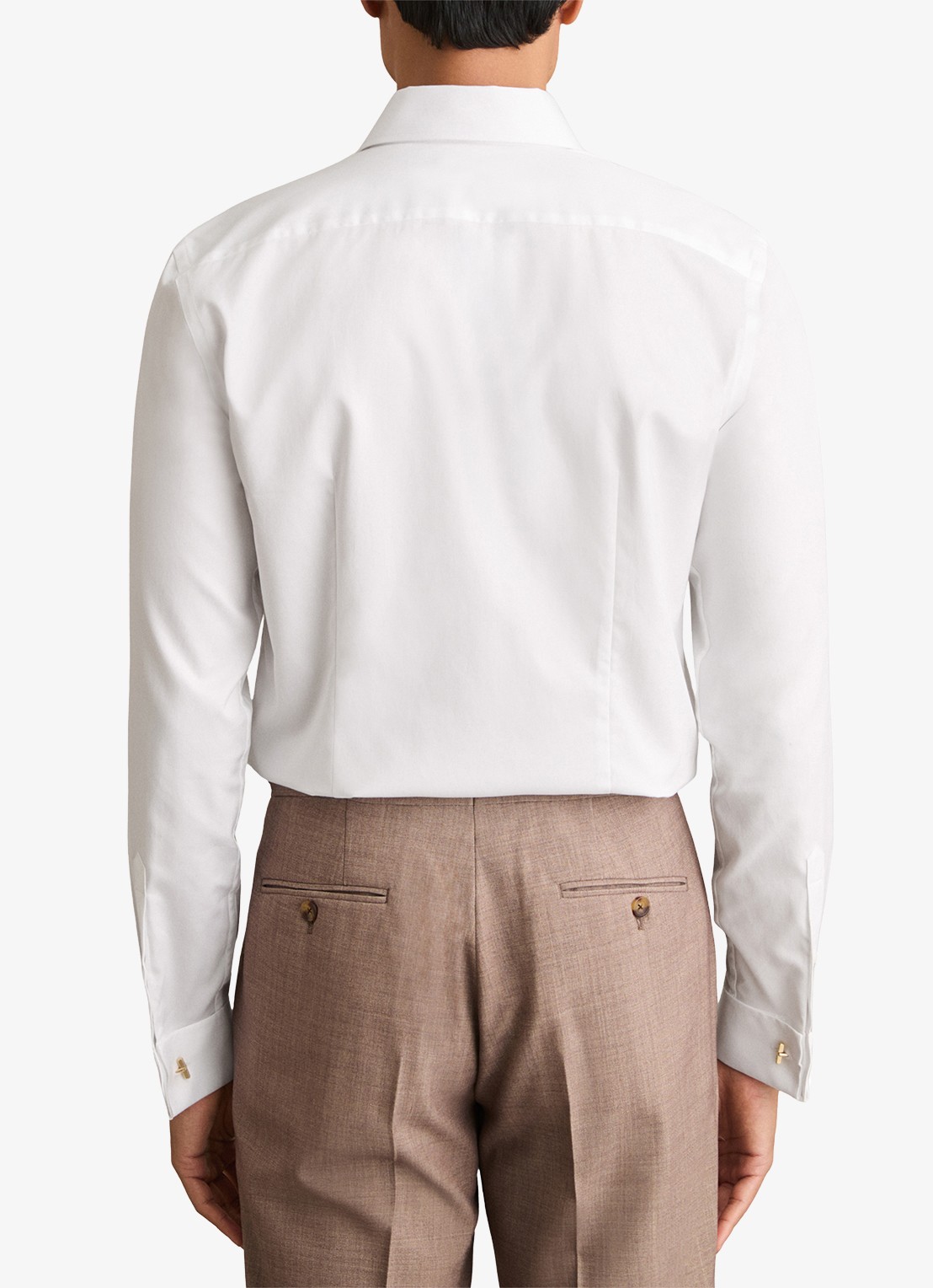 Reiss Remote slim fit overhemd met dubbele manchet - achterkant 5 white / wit
