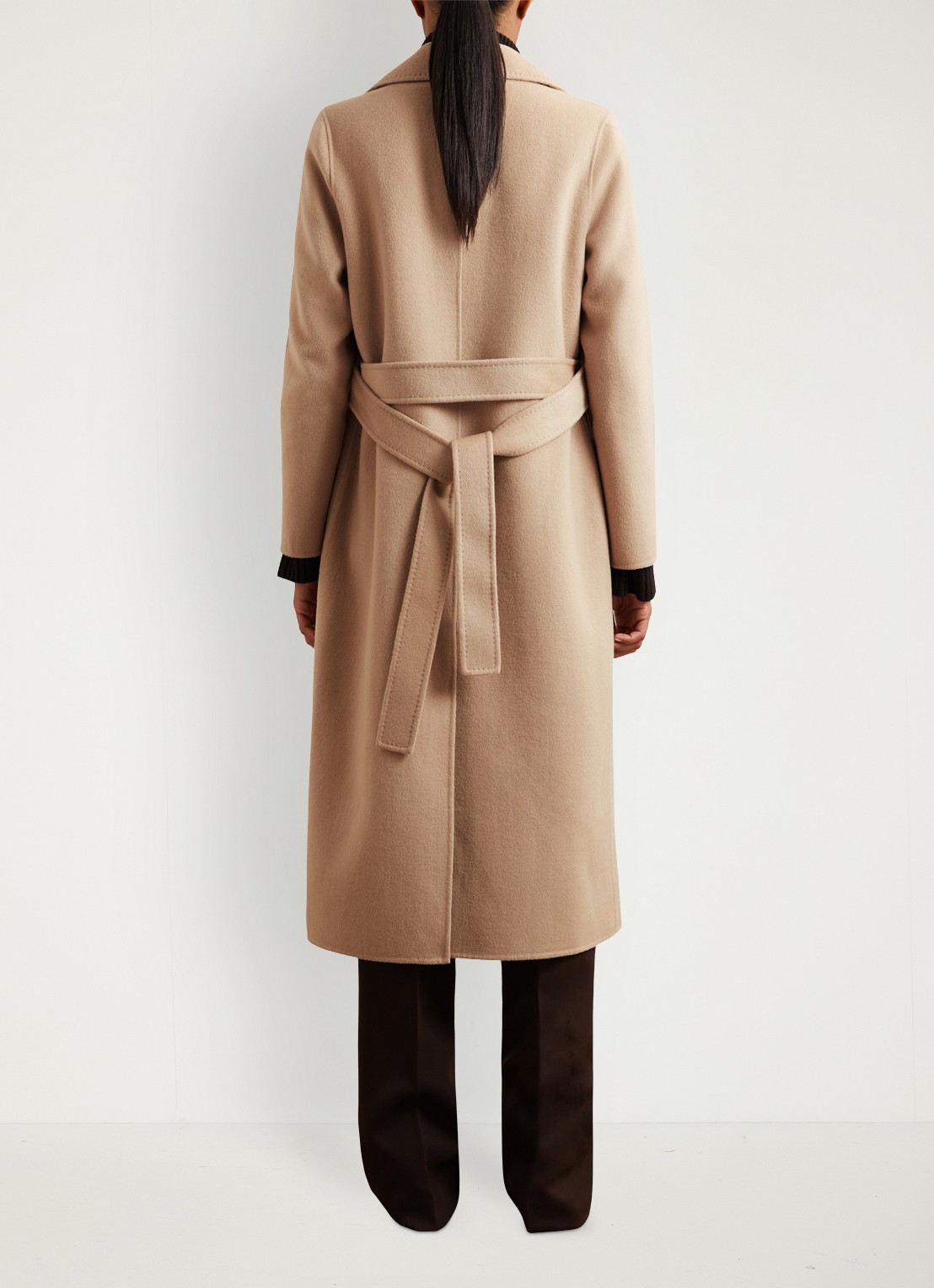 Reiss Rene mantel in wolblend met strikceintuur - achterkant 5 camel
