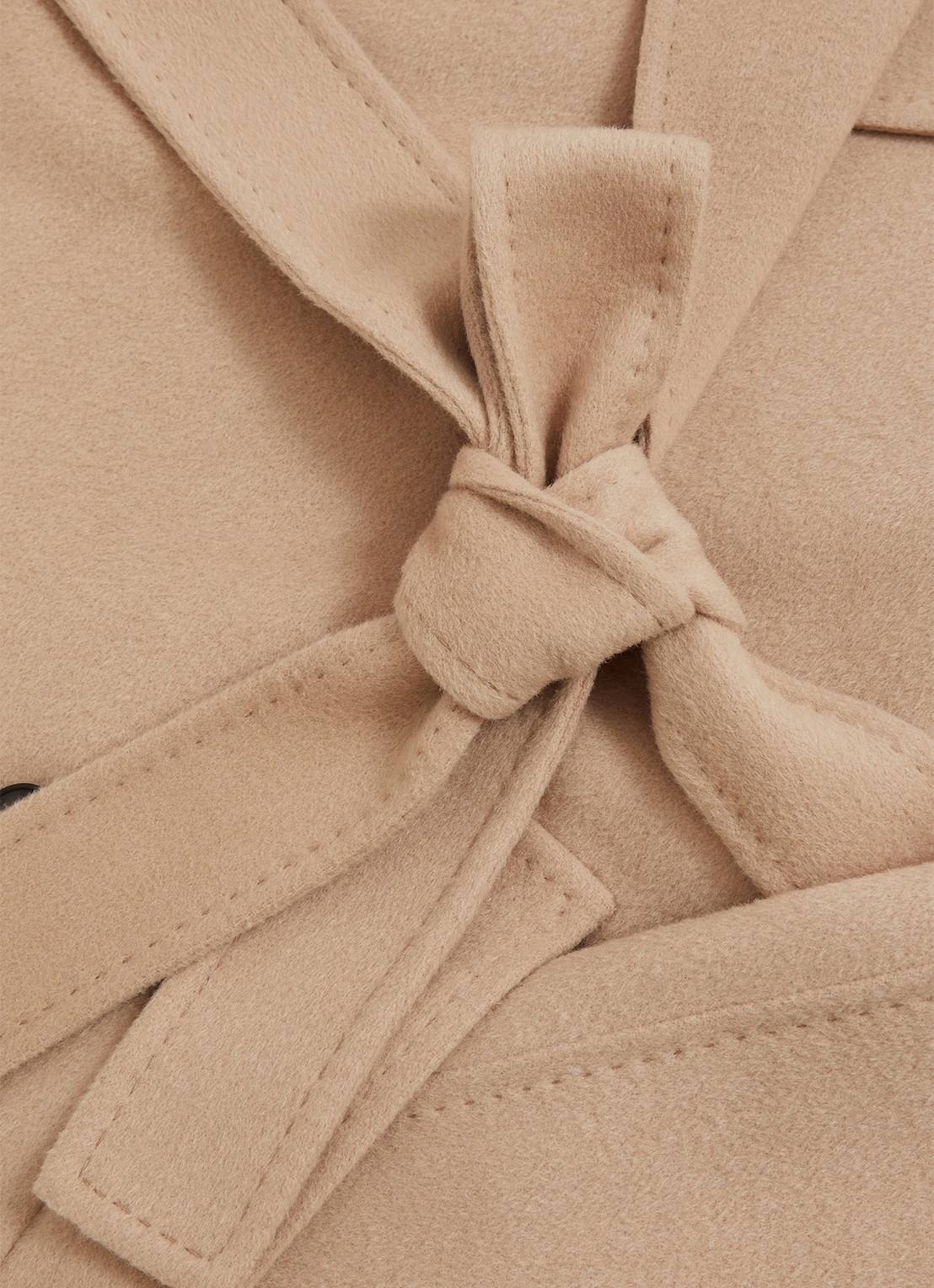Reiss Rene mantel in wolblend met strikceintuur - detail 2 camel